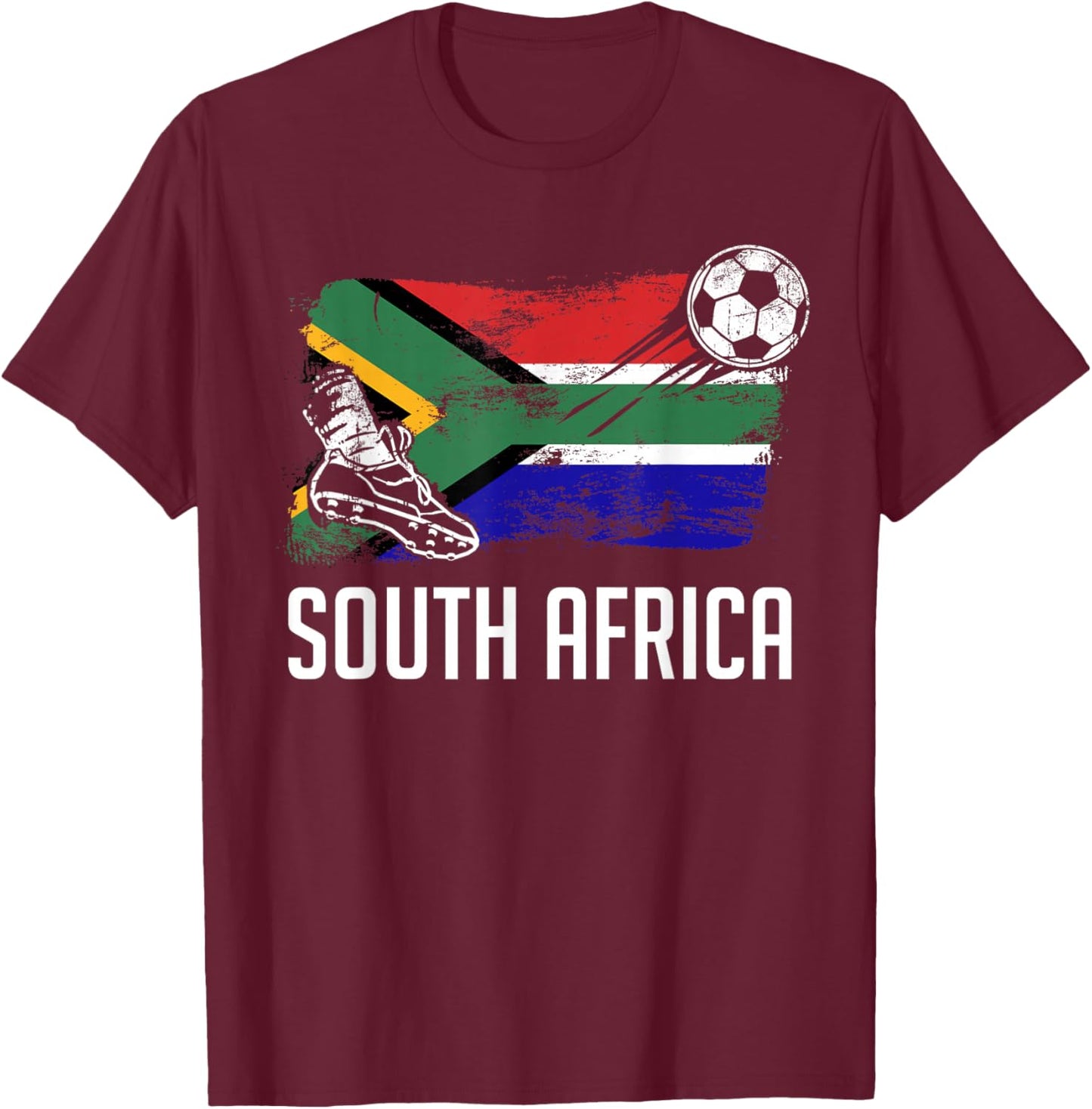 South Africa Flag Jersey South African Soccer Team T-Shirt - T-Shirt | Maroon