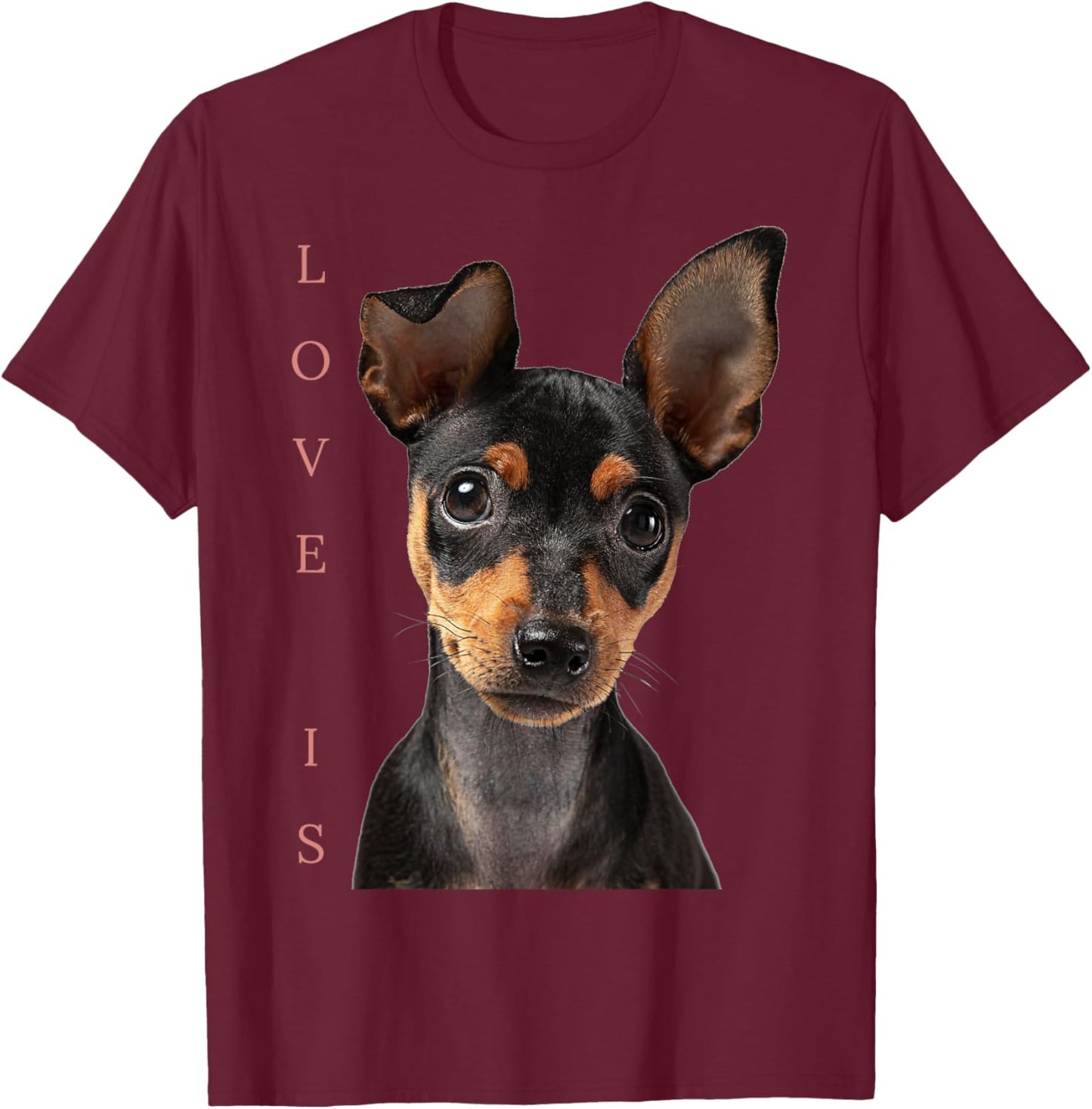 Miniature Pinscher Shirt Dog Mom Dad Love Puppy Pet T-Shirt - T-Shirt | Maroon