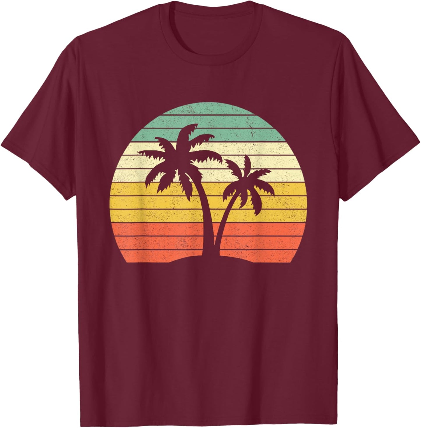 Palm Tree Retro Tropical Beach Shirt T-Shirt - T-Shirt | Maroon