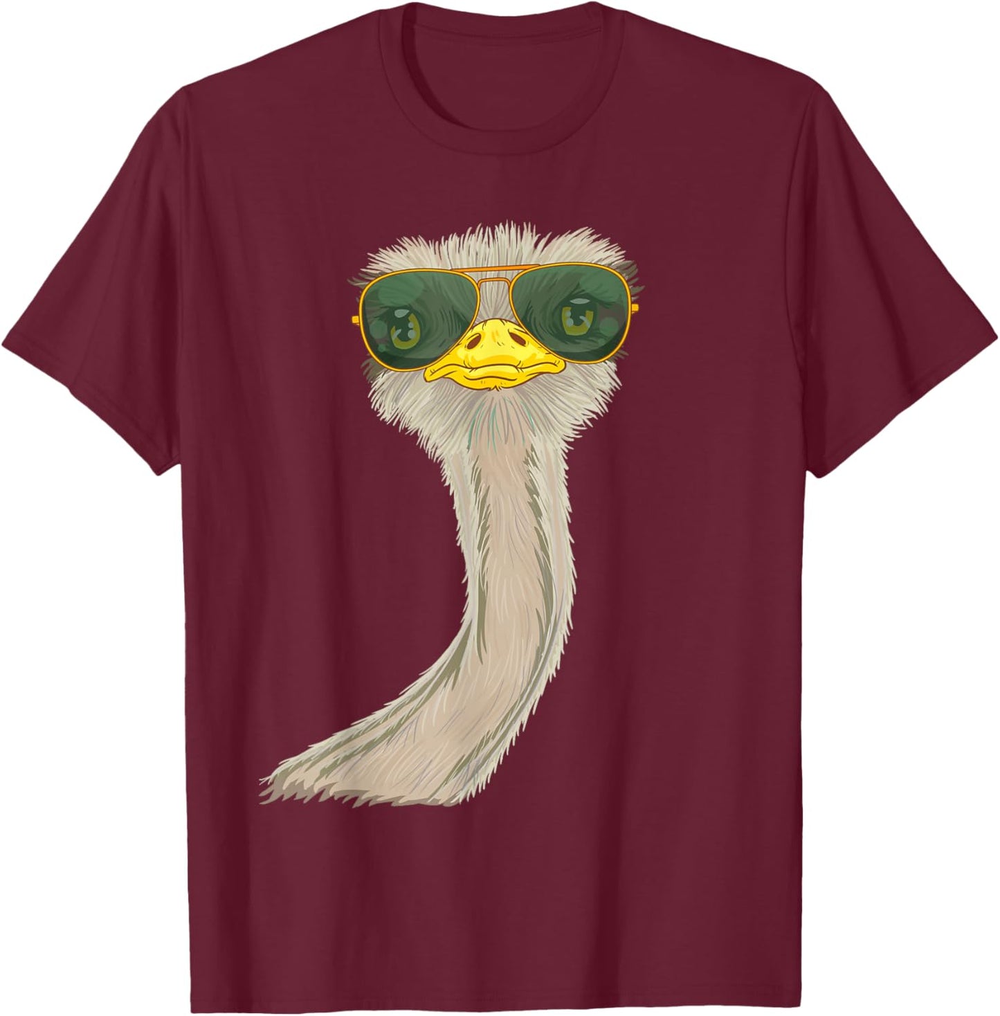 Funny Looking Ostrich Bird Africa T-Shirt - T-Shirt | Maroon