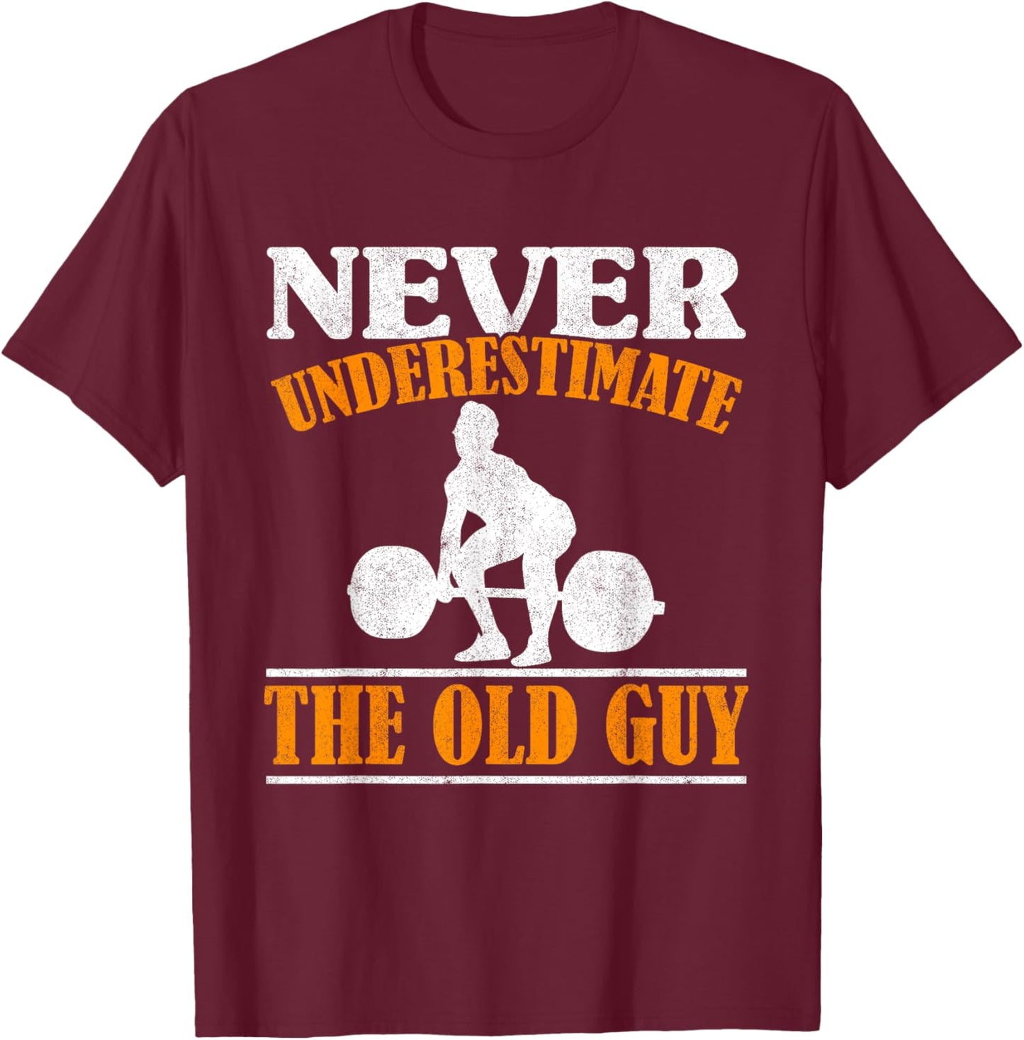 Old Guy Bodybuilding Grandpa Gym Grandfather Weightlifting T-Shirt - T-Shirt | Maroon