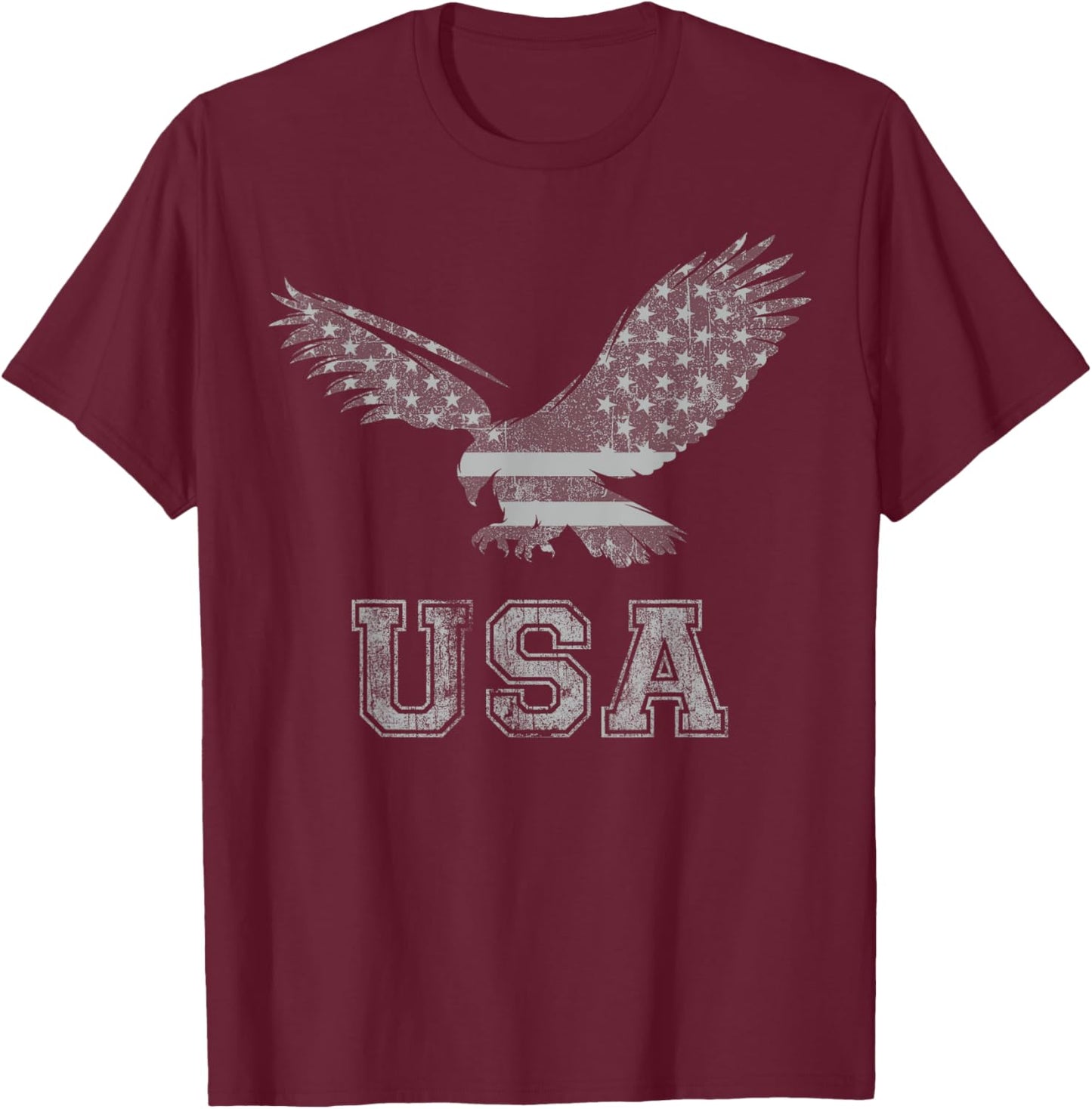 Scruffbag American Eagle Cool Distressed Flag USA Patriotic , -Adults, Black, Small, Short Sleeve, Classic Fit, Cotton, Polyester T-Shirt - T-Shirt | Maroon