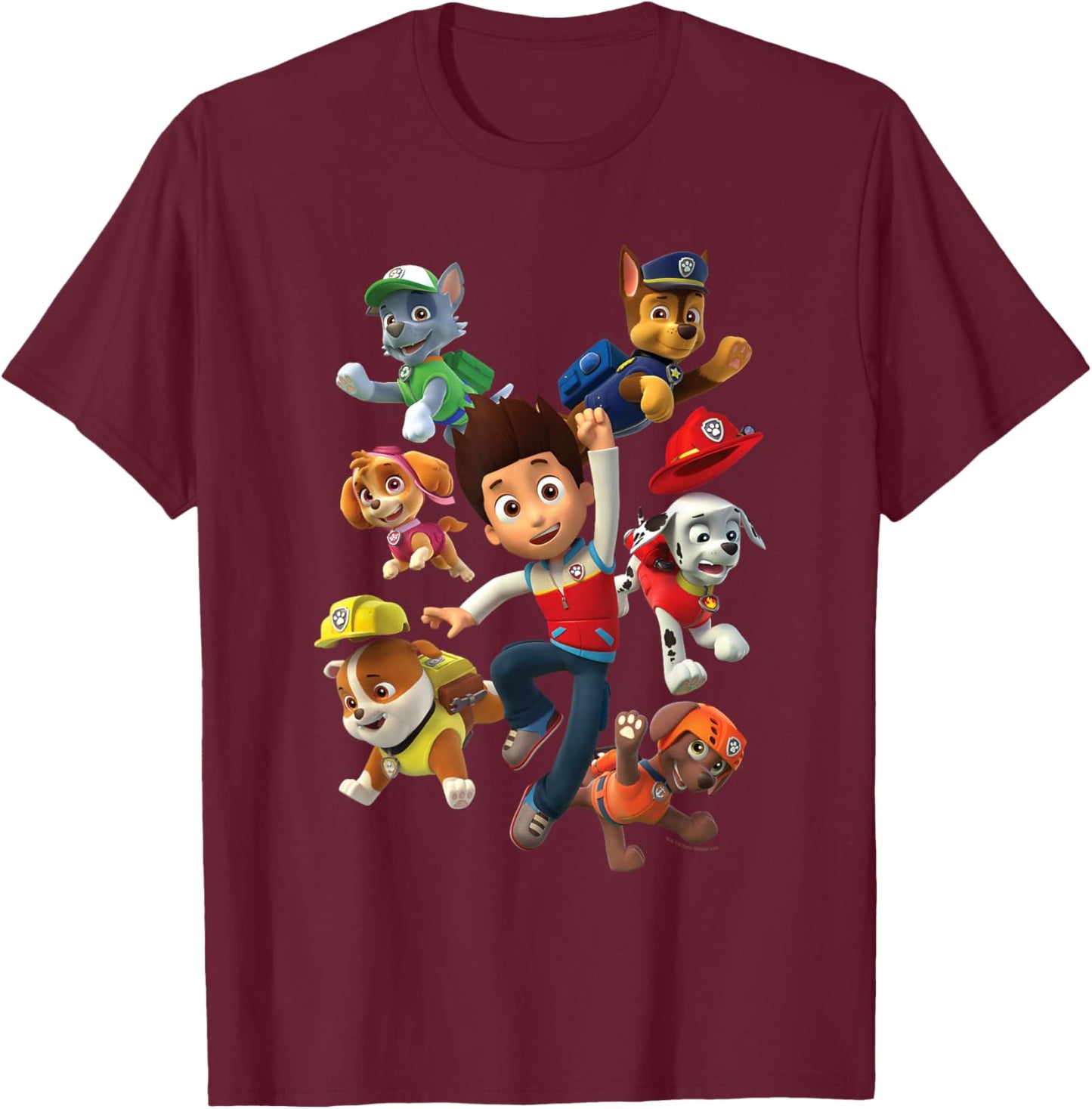 Paw Patrol PAW Patrol Ryder's Pups Boys Black Cotton Polyester , Small, Short Sleeve T-Shirt - T-Shirt | Maroon