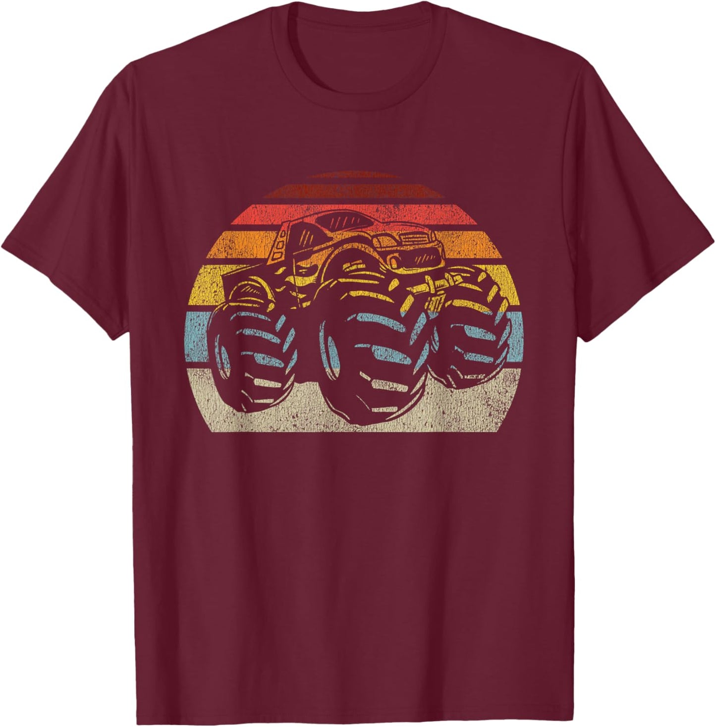 Monster Truck Vintage Retro Style Gift Men Women Boys Girls T-Shirt - T-Shirt | Maroon