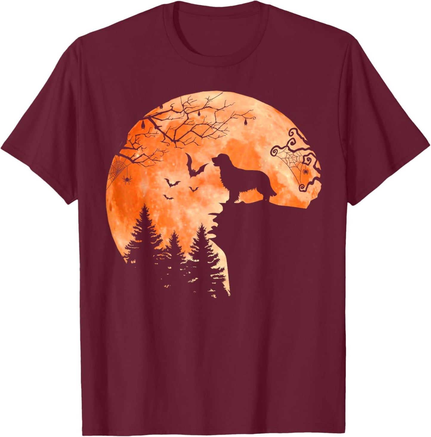 Golden Retriever and Moon Silhouette Dog Lover Halloween Women Kids T-Shirt - T-Shirt | Maroon