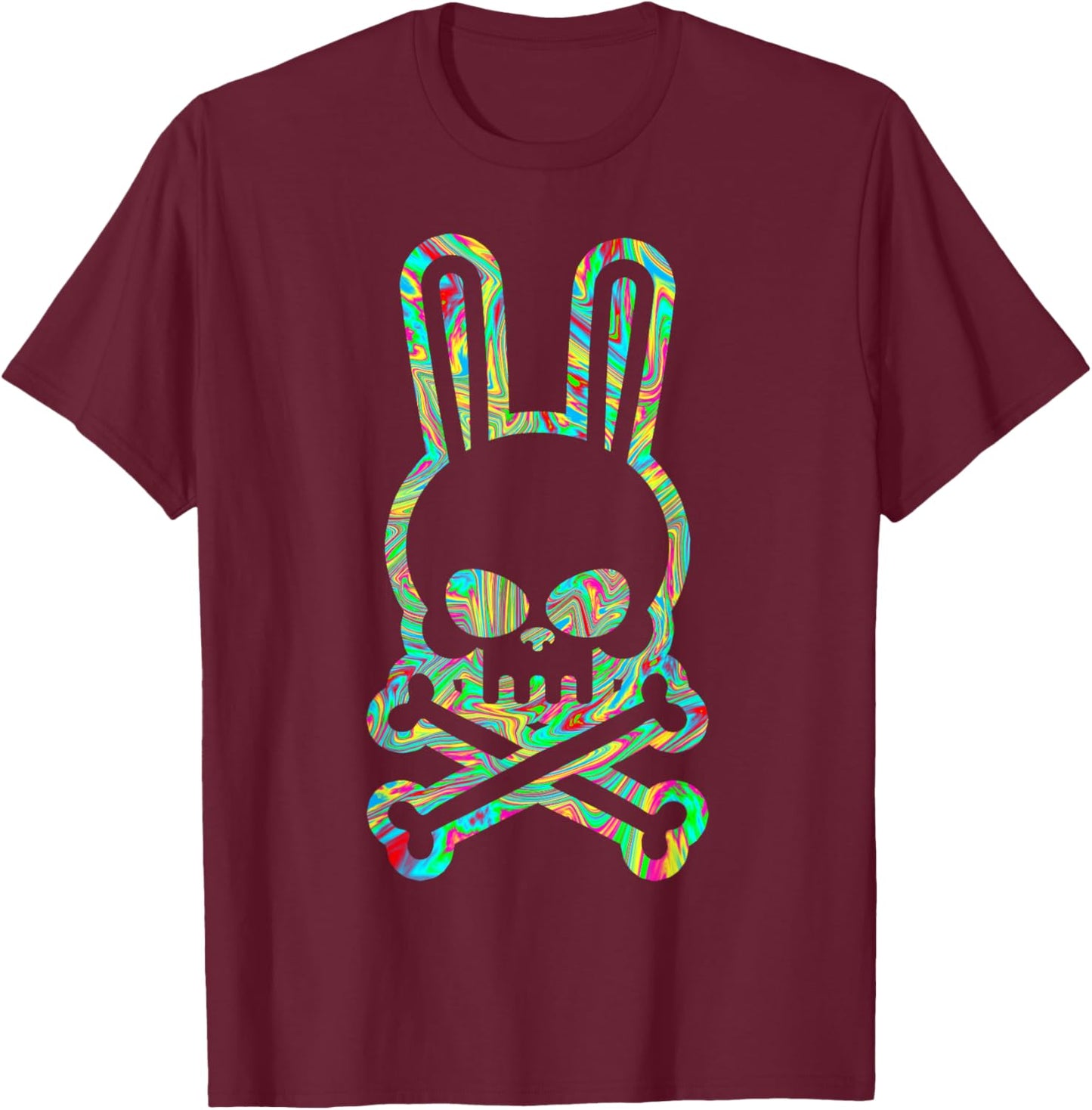 Funny Easter Bunny Retro Tie Dye bunny skull Cross Bone T-Shirt - T-Shirt | Maroon