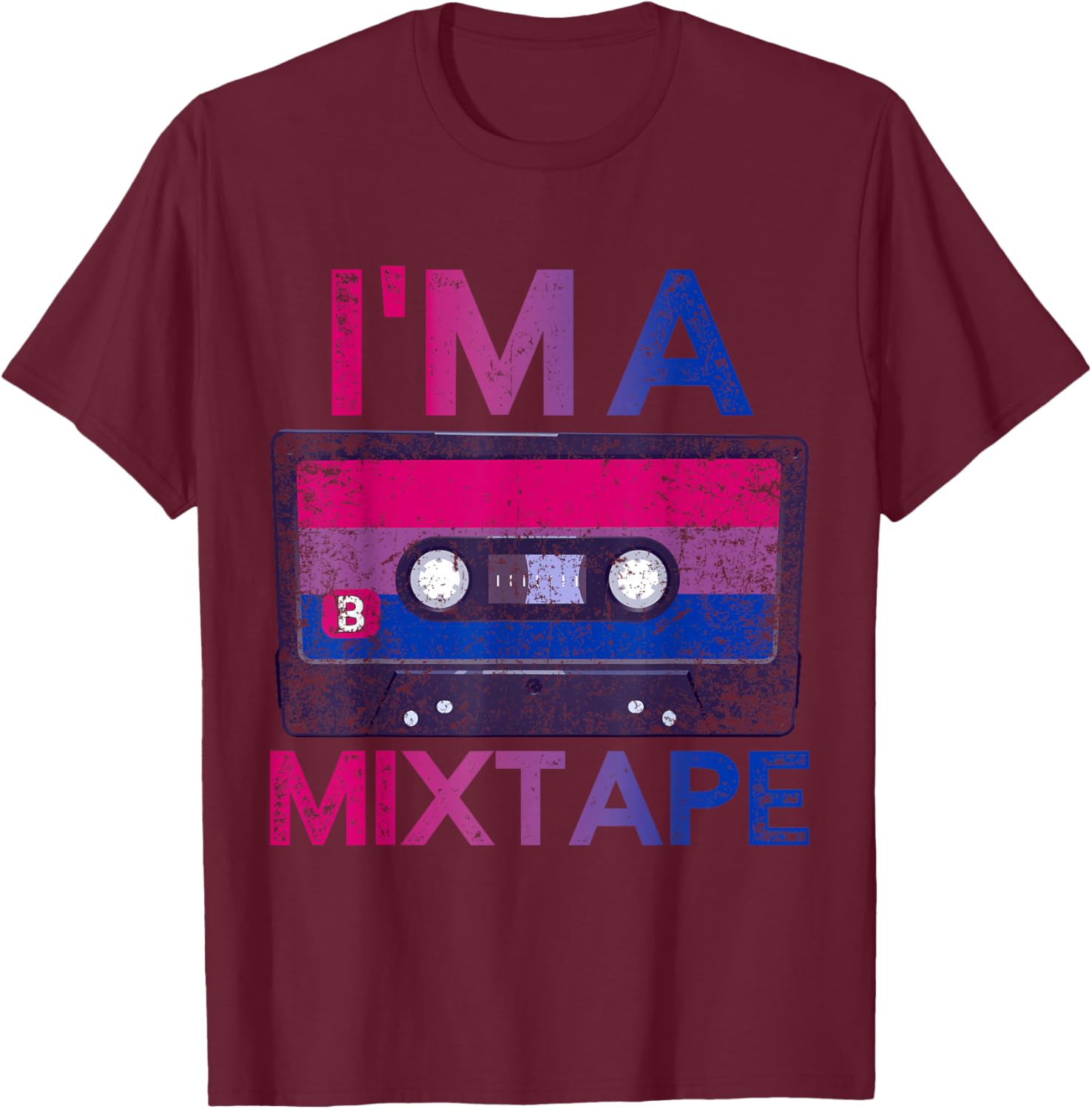 Funny Bisexuality Pride Retro Cassette Bi Gift Bisexual T-Shirt - T-Shirt | Maroon