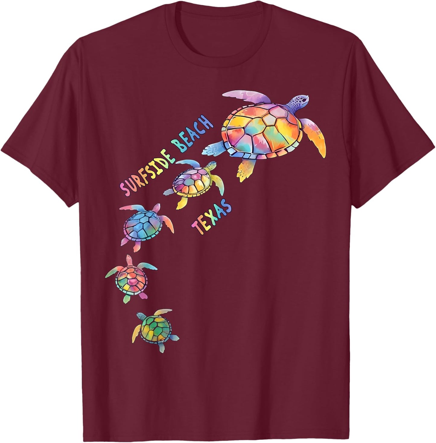 Surfside Beach Texas Sea Turtle Lover Beach Men Women Kids T-Shirt - T-Shirt | Maroon