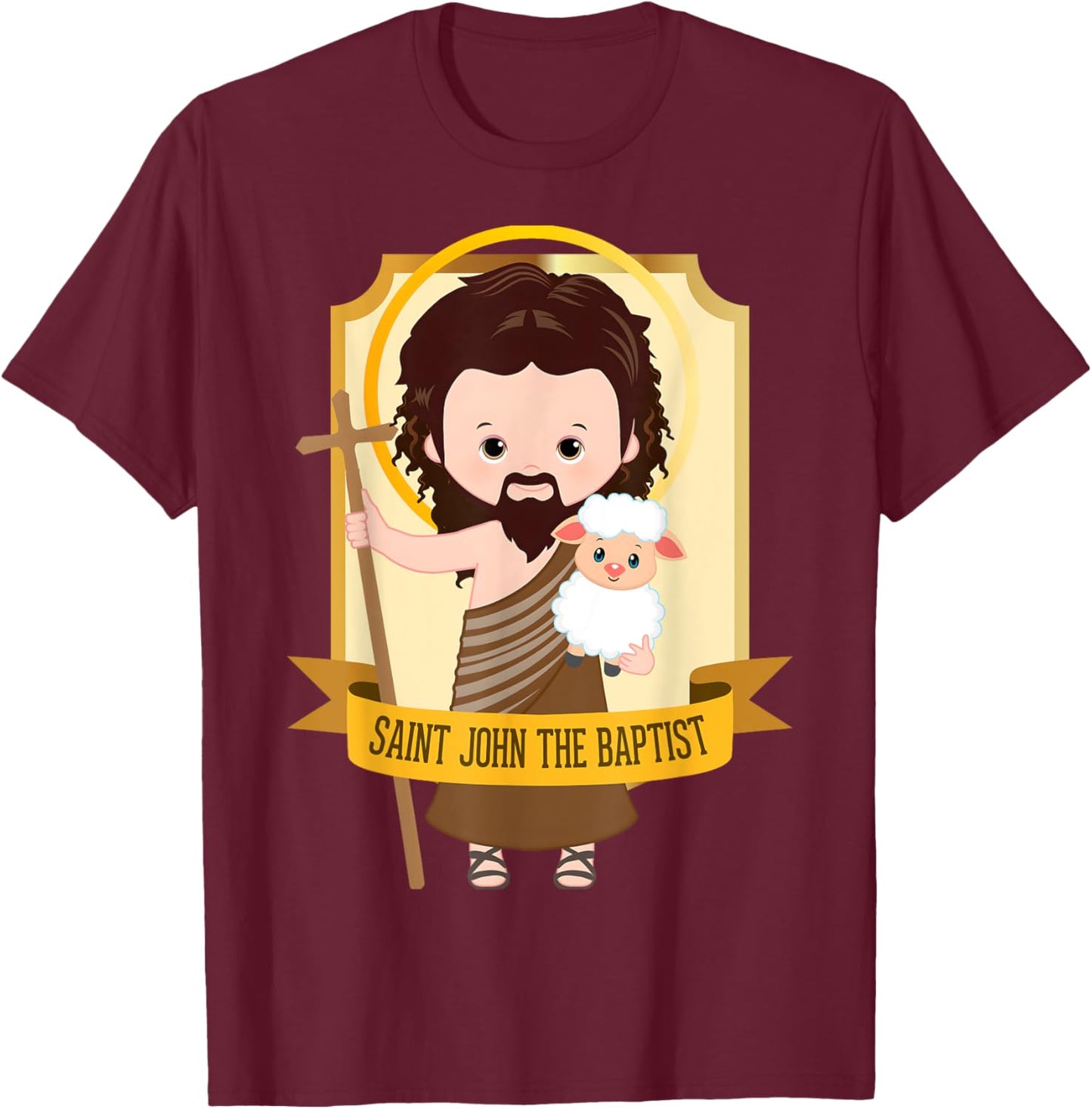 Saint John the Baptist Bible Gospel Cute Catholic Saint Kids T-Shirt - T-Shirt | Maroon