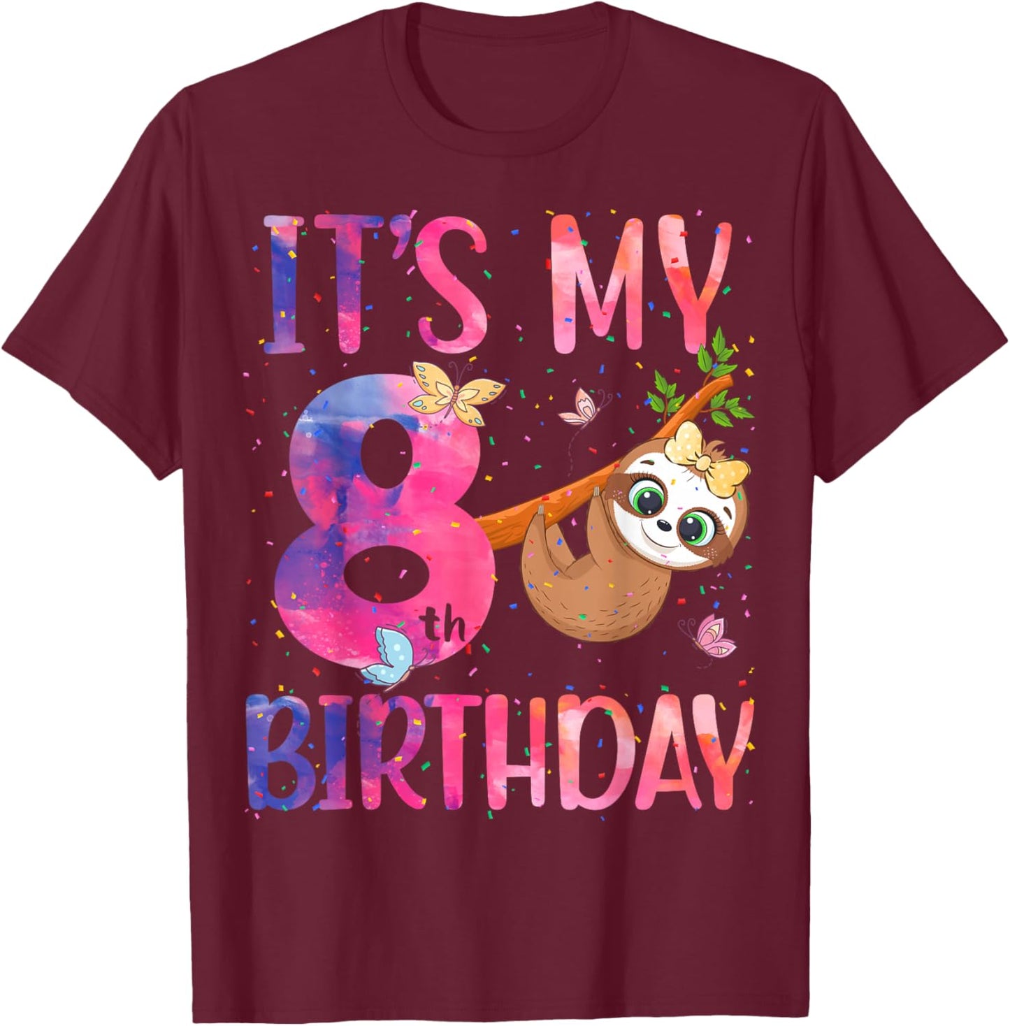 It's My 8th Birthday Eighth Anniversary 8 Year Old Bday T-Shirt - T-Shirt | Maroon