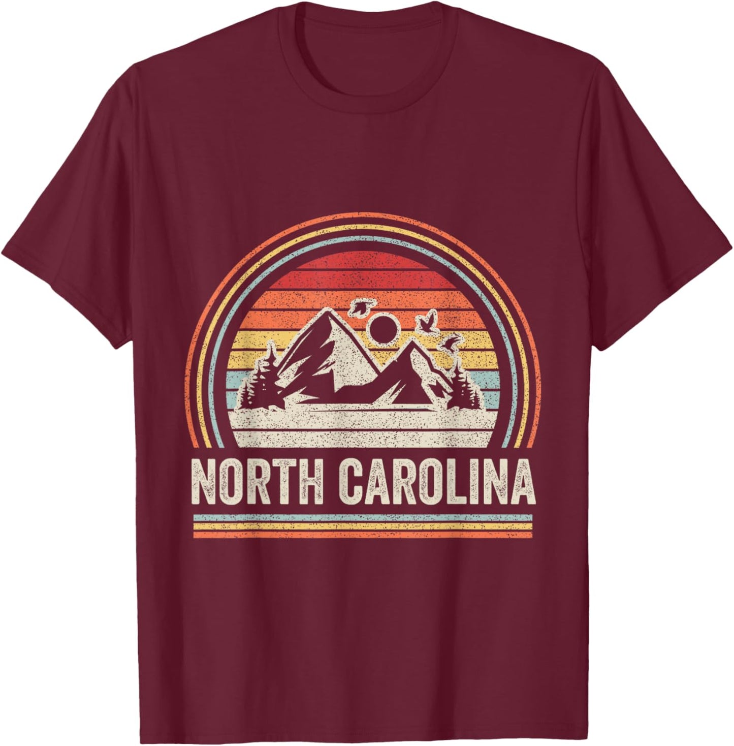 Retro Vintage North Carolina NC Mountains T-Shirt - T-Shirt | Maroon