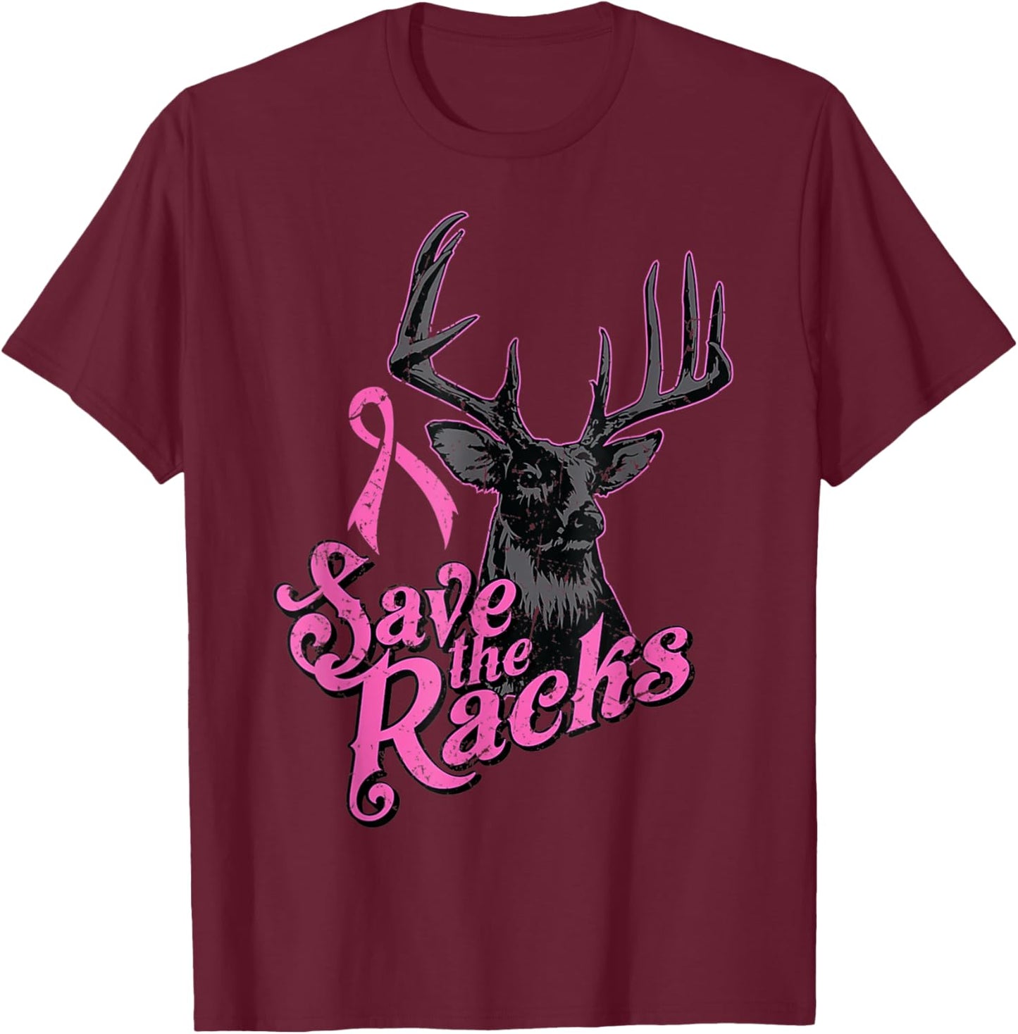 Save the Racks - Breast Cancer Awareness T-Shirt - T-Shirt | Maroon
