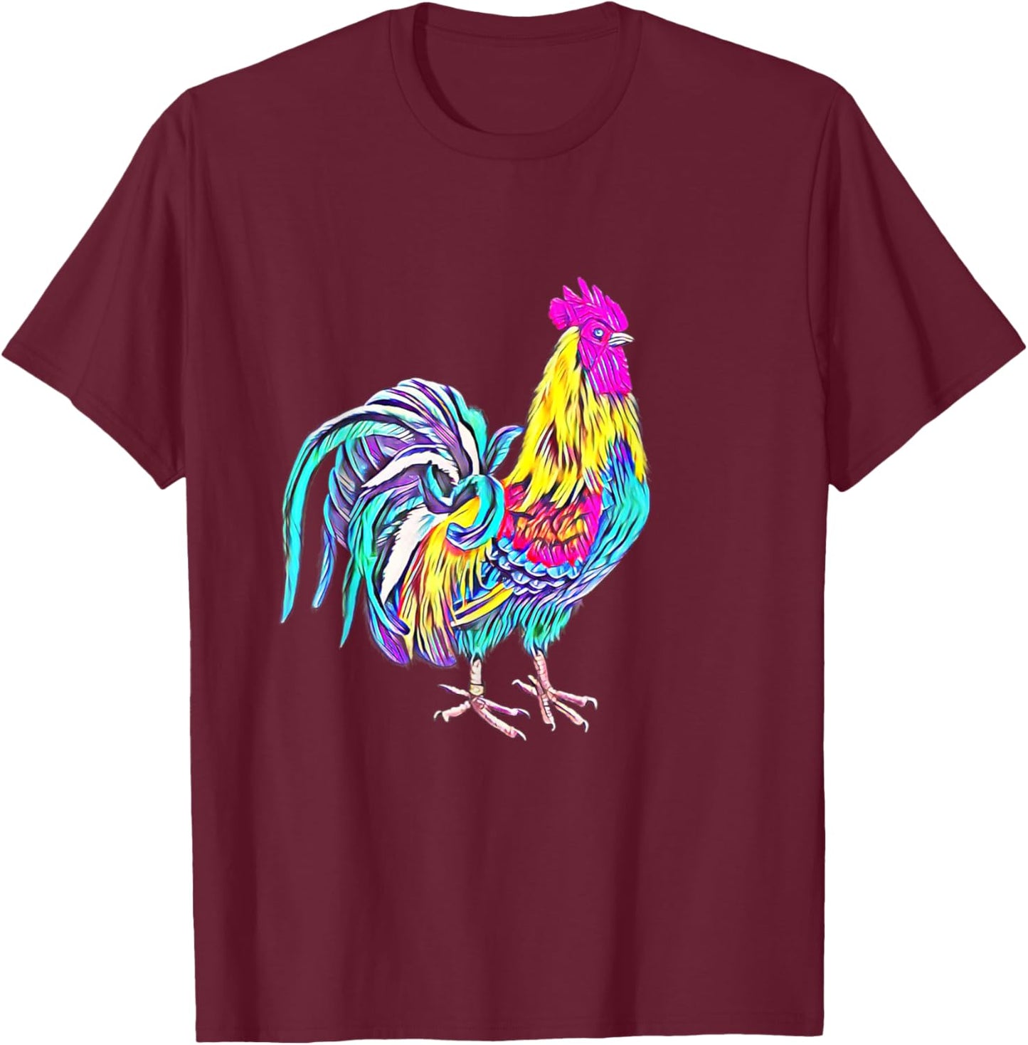 Rooster Chicken Farmer colorful Farm Animals Chickens T-Shirt - T-Shirt | Maroon