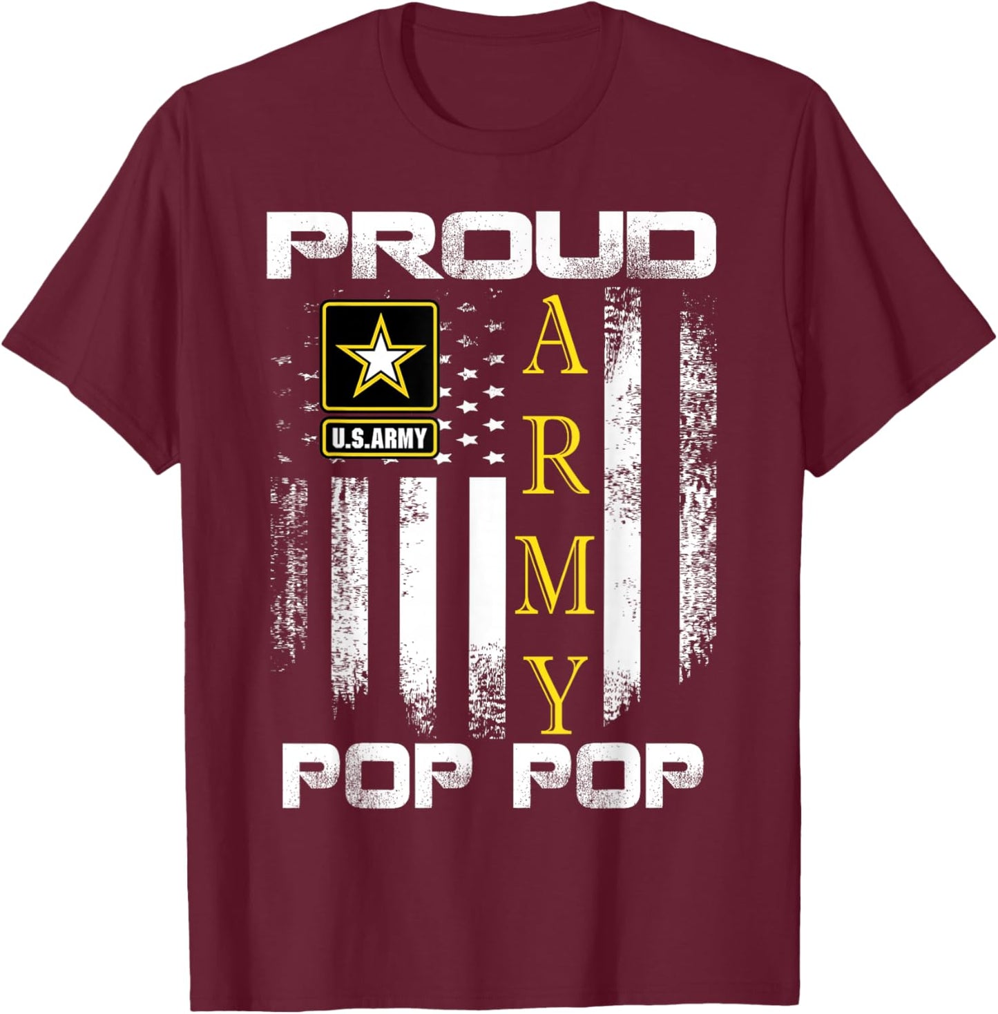 Vintage Proud Army Pop Pop With American Flag Gift T-Shirt - T-Shirt | Maroon