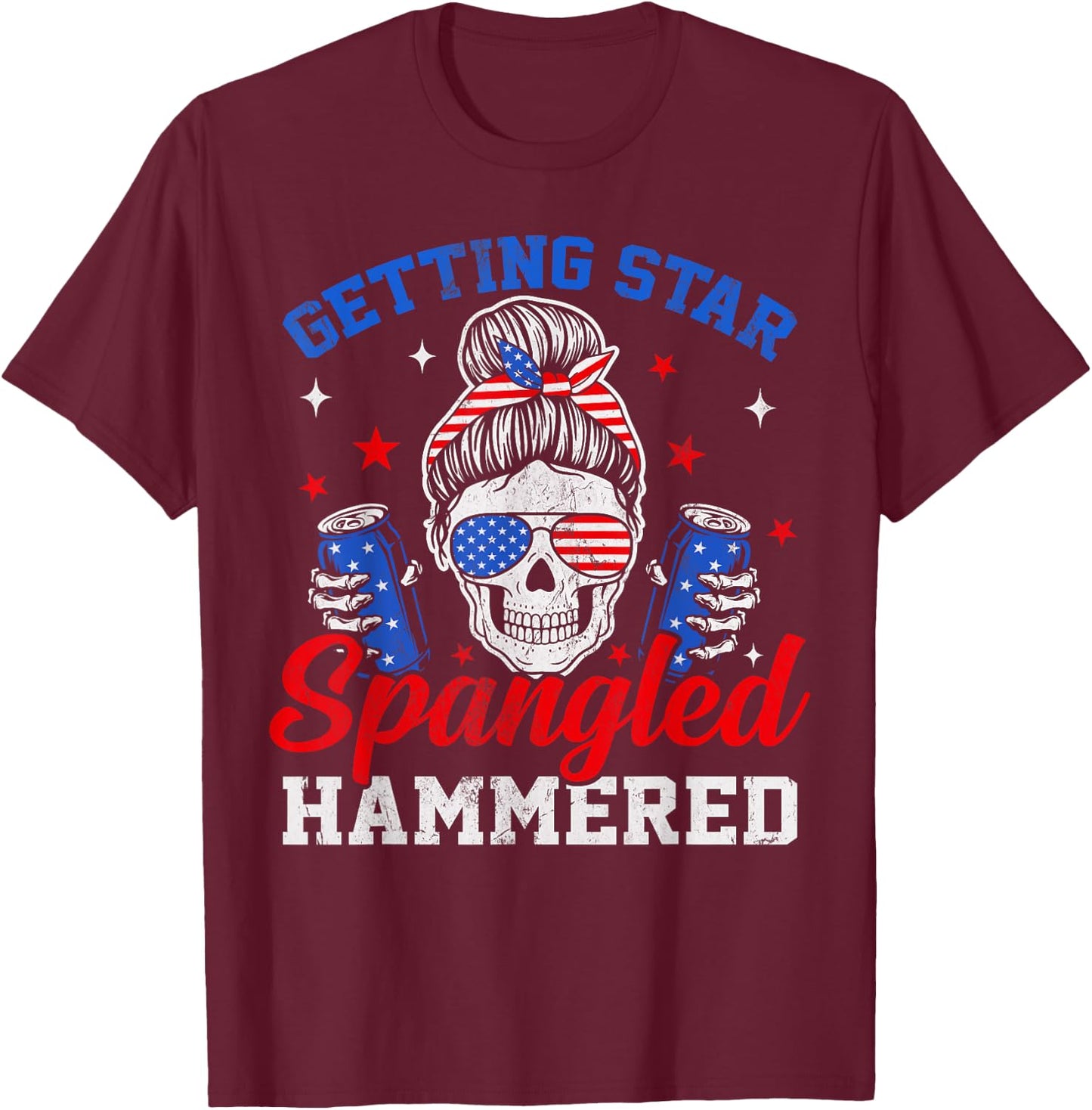 Retro Getting Star Spangled Hammered America 4th Of July T-Shirt - T-Shirt | Maroon