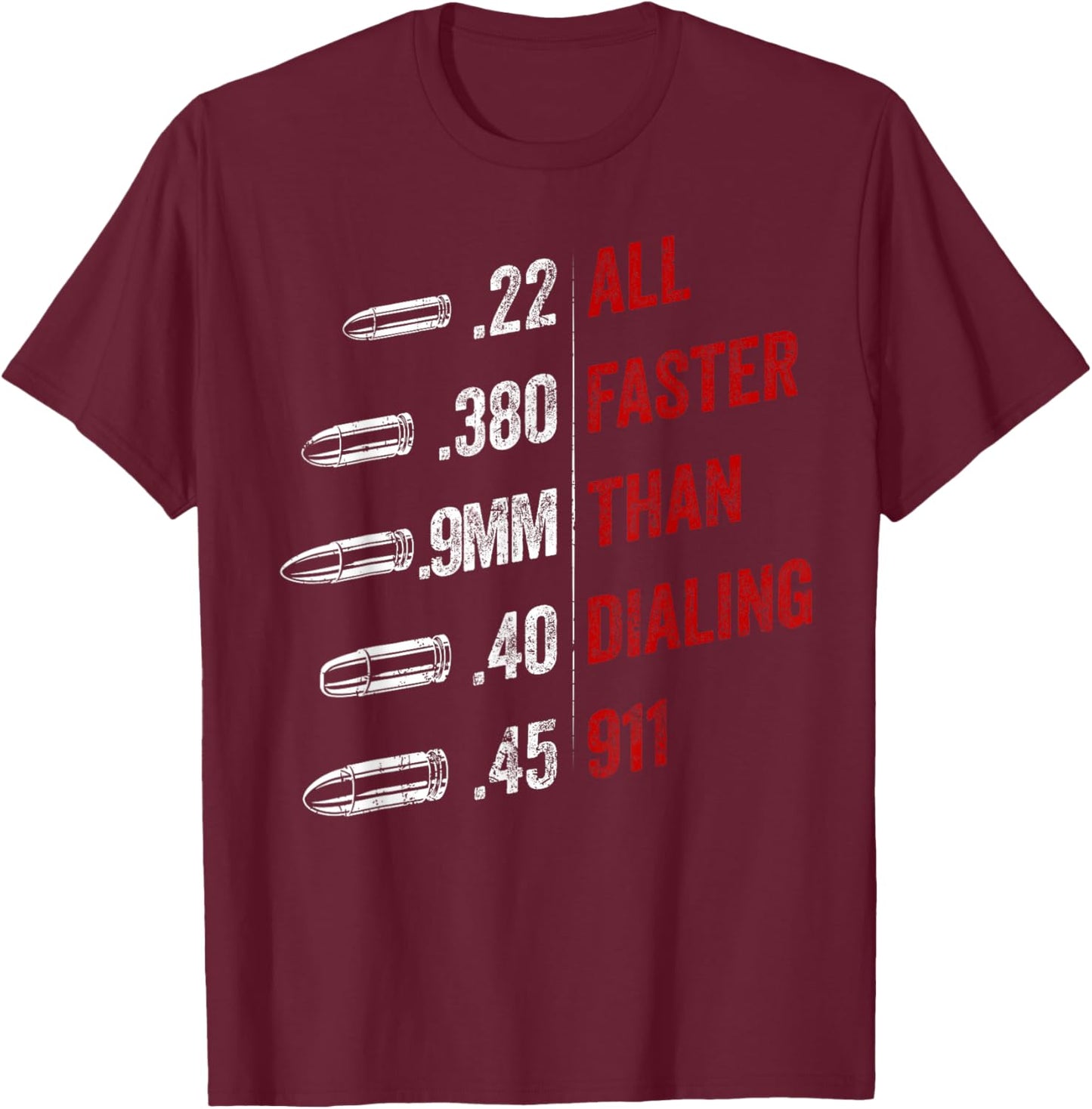 All Faster Than Dialing 911 American Flag Bullet Gun Lovers T-Shirt - T-Shirt | Maroon