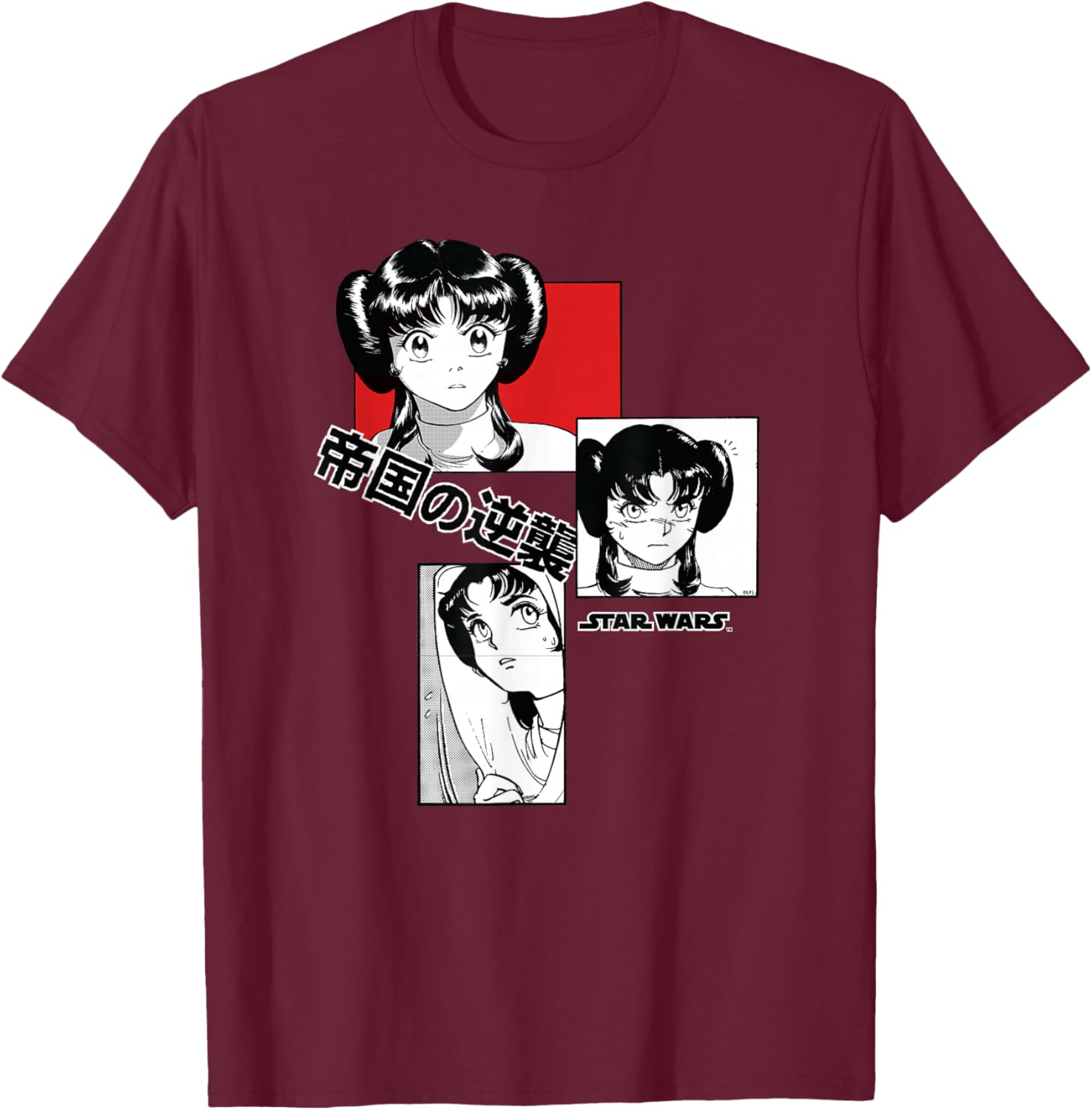 Star Wars Princess Leia Japanese Anime Manga Comic T-Shirt - T-Shirt | Maroon
