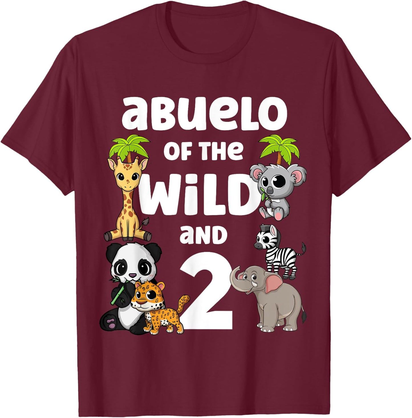 Abuelo of the Wild and Two 2nd Zoo Birthday Safari Jungle T-Shirt - T-Shirt | Maroon