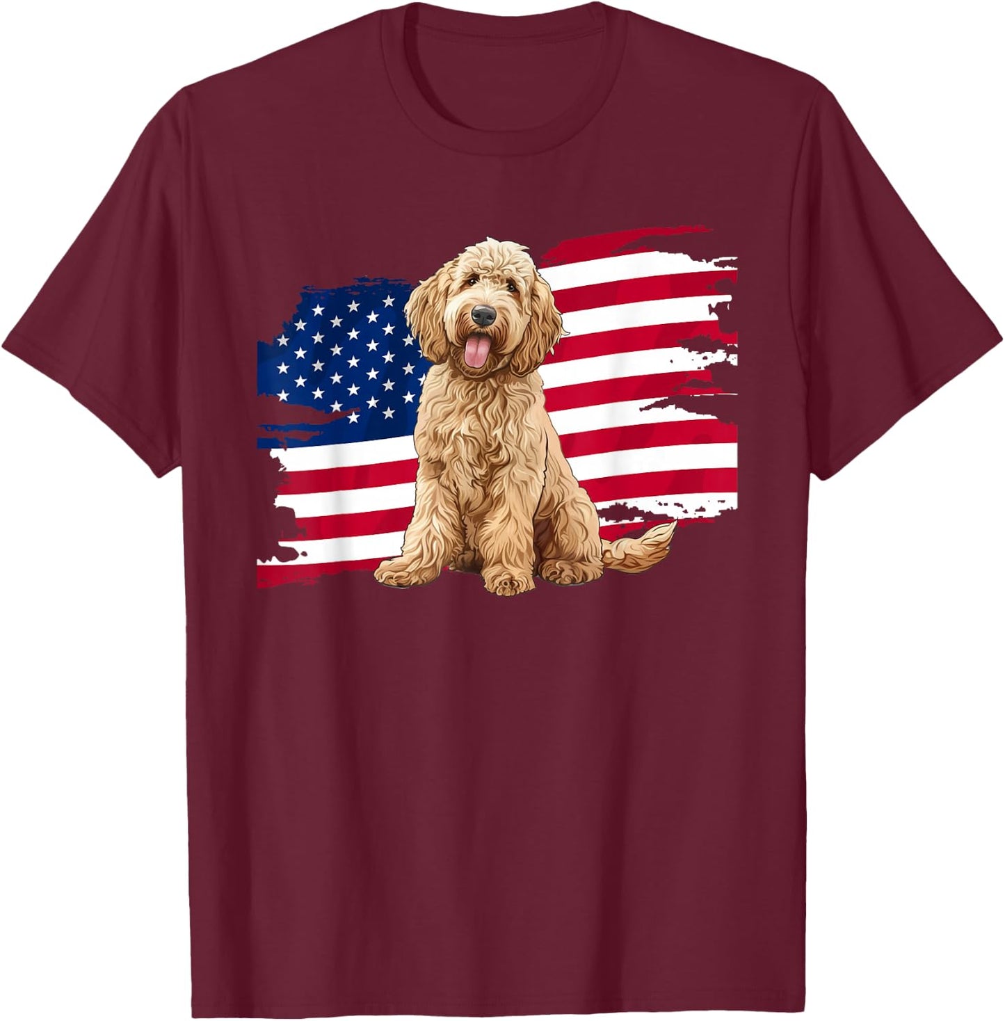 USA Flag American 4th July Fourth Patriotic Doodle Lover T-Shirt - T-Shirt | Maroon