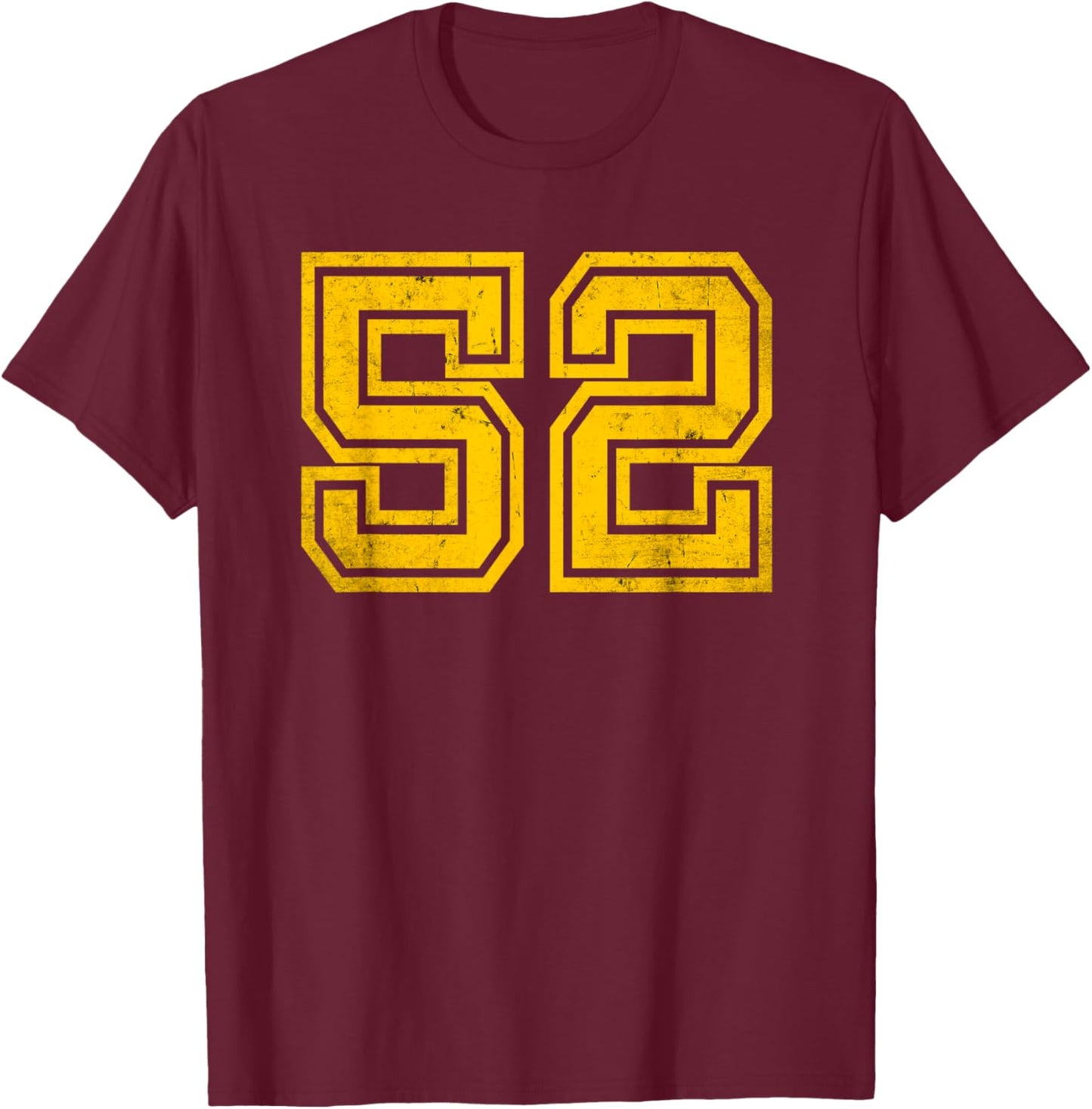 Destgierte Yellow Number 52 Sports Team T-Shirt - T-Shirt | Maroon