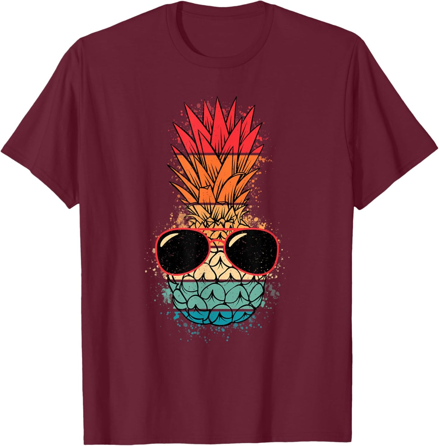 Tropical Hawaiian Pineapple Sunglasses Funny Men Women Kids T-Shirt - T-Shirt | Maroon