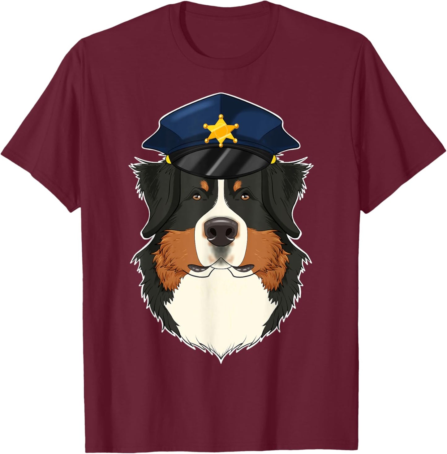 Canine Handler I Police Dog I Police Bernese Mountain Dog T-Shirt - T-Shirt | Maroon