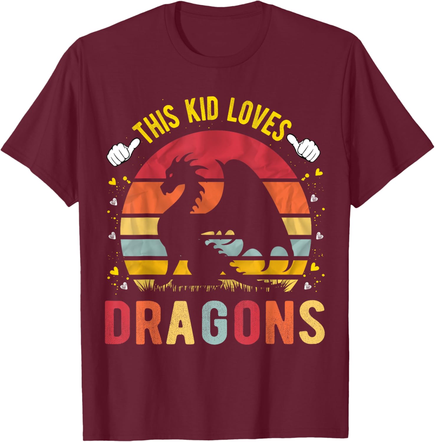 This Kid Loves Dragons Boys and Girls Dragon Gift T-Shirt - T-Shirt | Maroon
