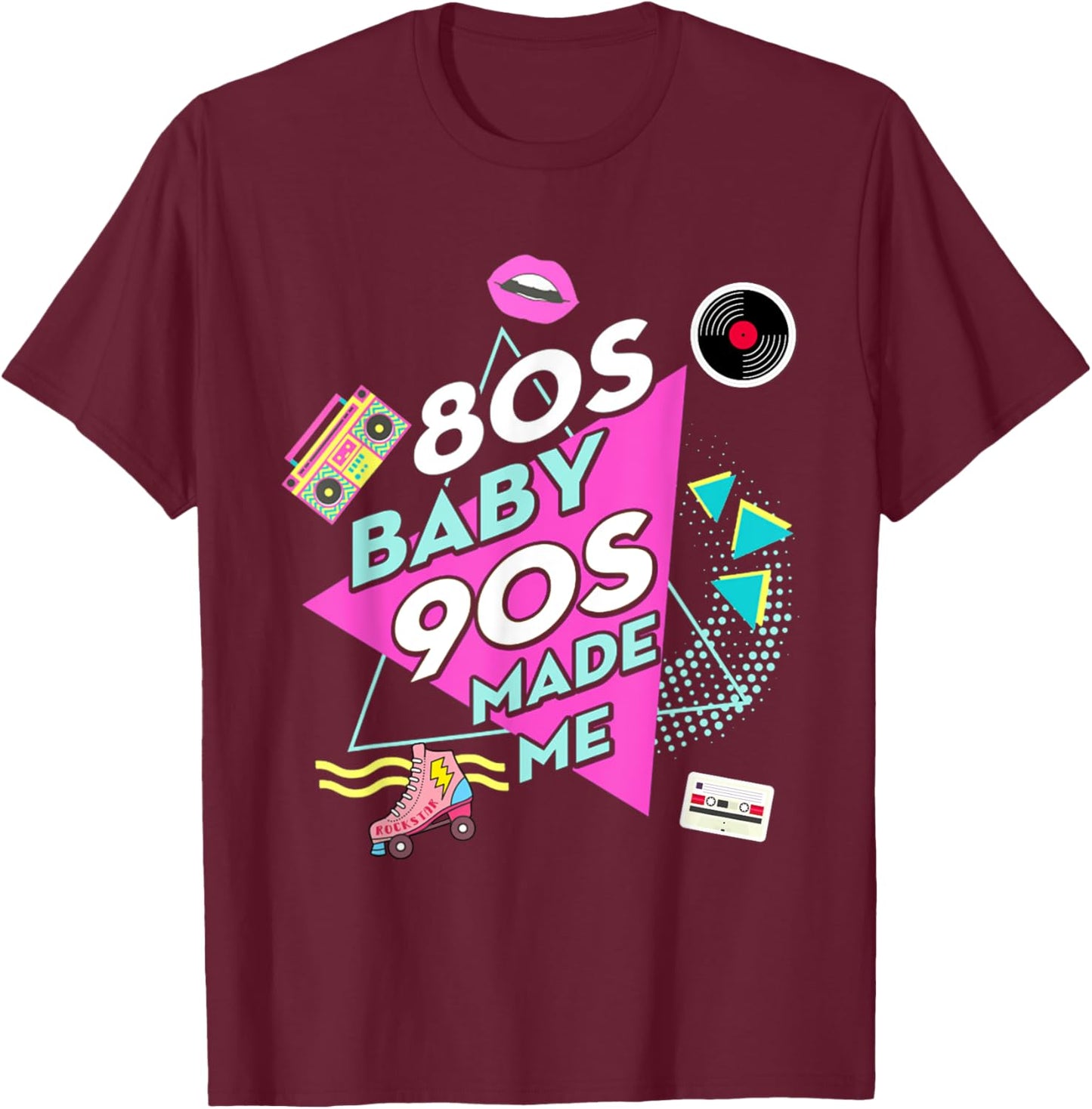 1980s 80's Baby 1990s 90's Outfit Costume Retro Party Theme T-Shirt - T-Shirt | Maroon