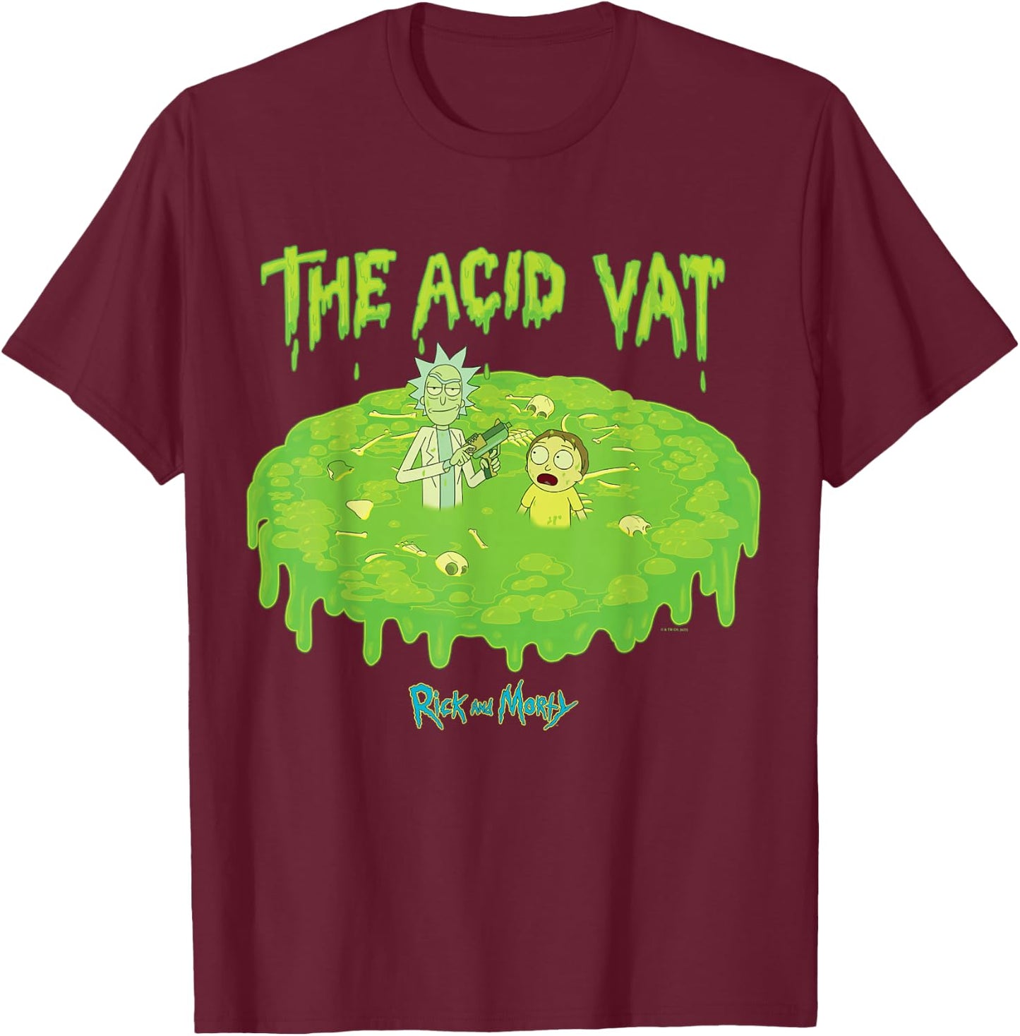 Rick and Morty Acid Vat Adult Cartoon Fashion T-Shirt - T-Shirt | Maroon
