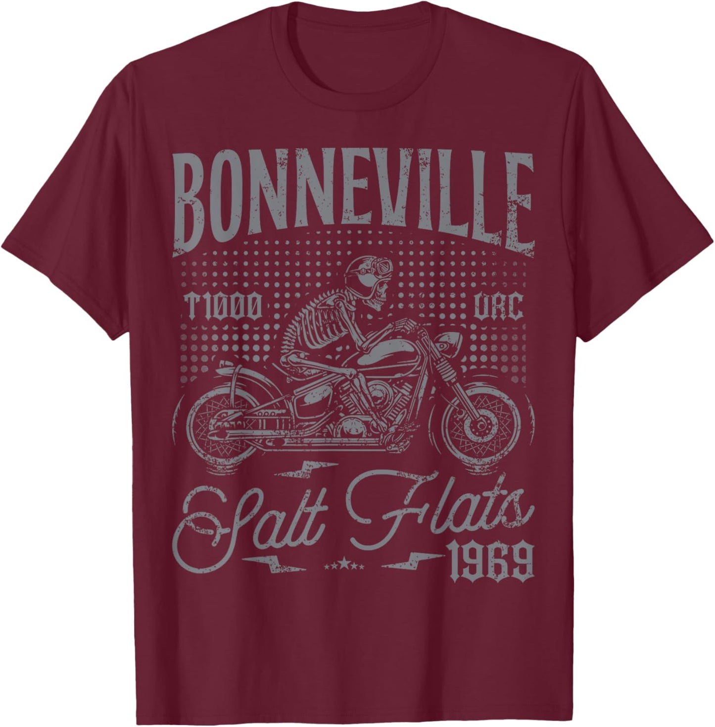Bonneville Salt Flats Motorcycle Racing Vintage Biker T-Shirt - T-Shirt | Maroon