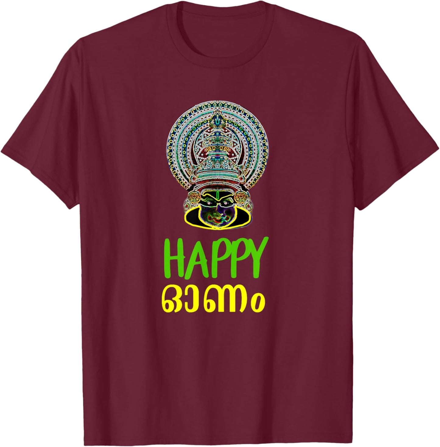 Keralite Malayali Happy Onam in Malayalam T-Shirt - T-Shirt | Maroon