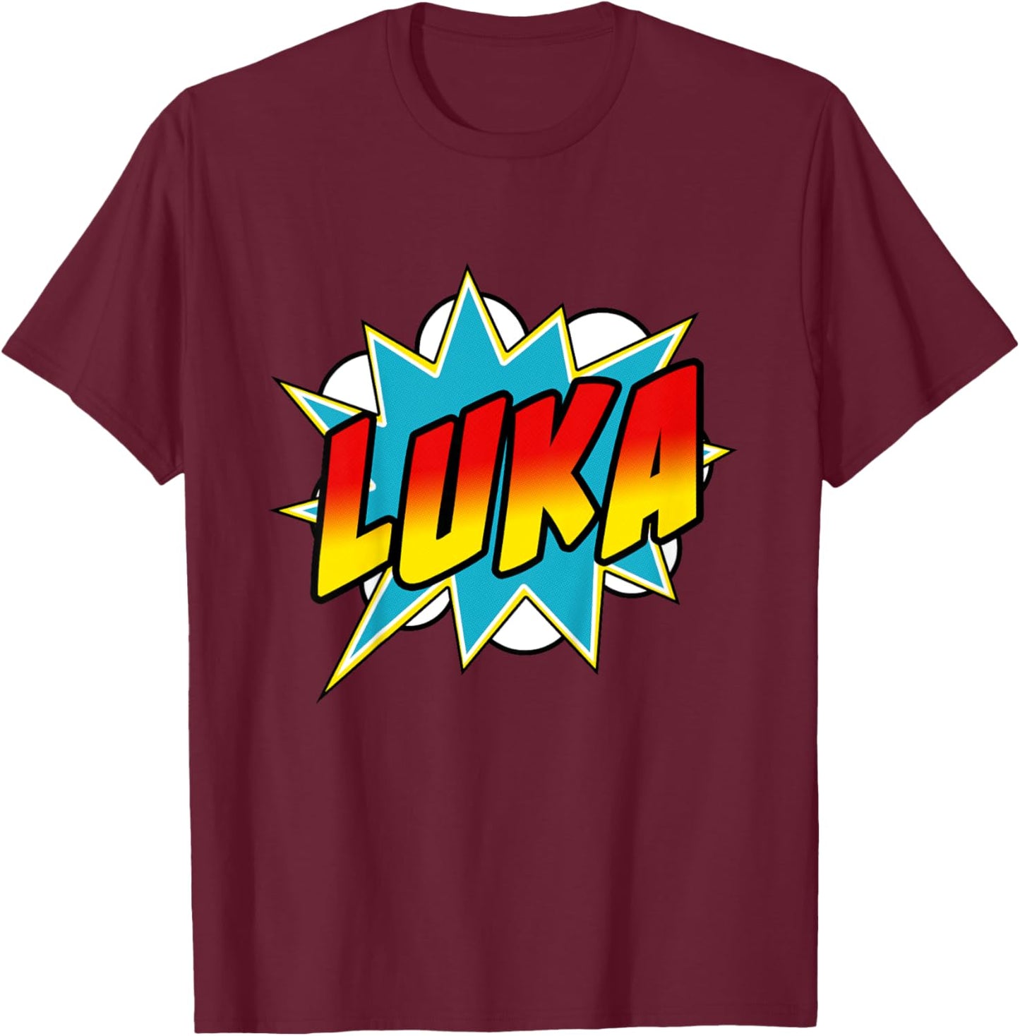 Kids Boys Luka Comic Book Superhero Name T-Shirt - T-Shirt | Maroon