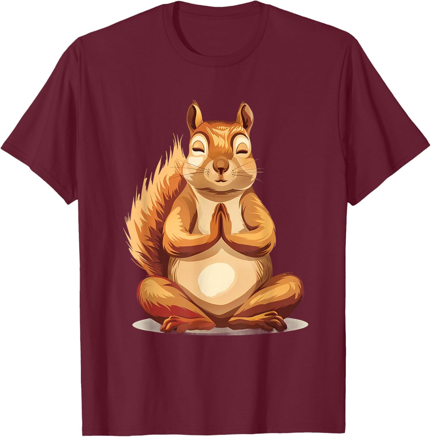 Meditation Squirrel Spirituality Yoga Buddhist Animal Art T-Shirt - T-Shirt | Maroon