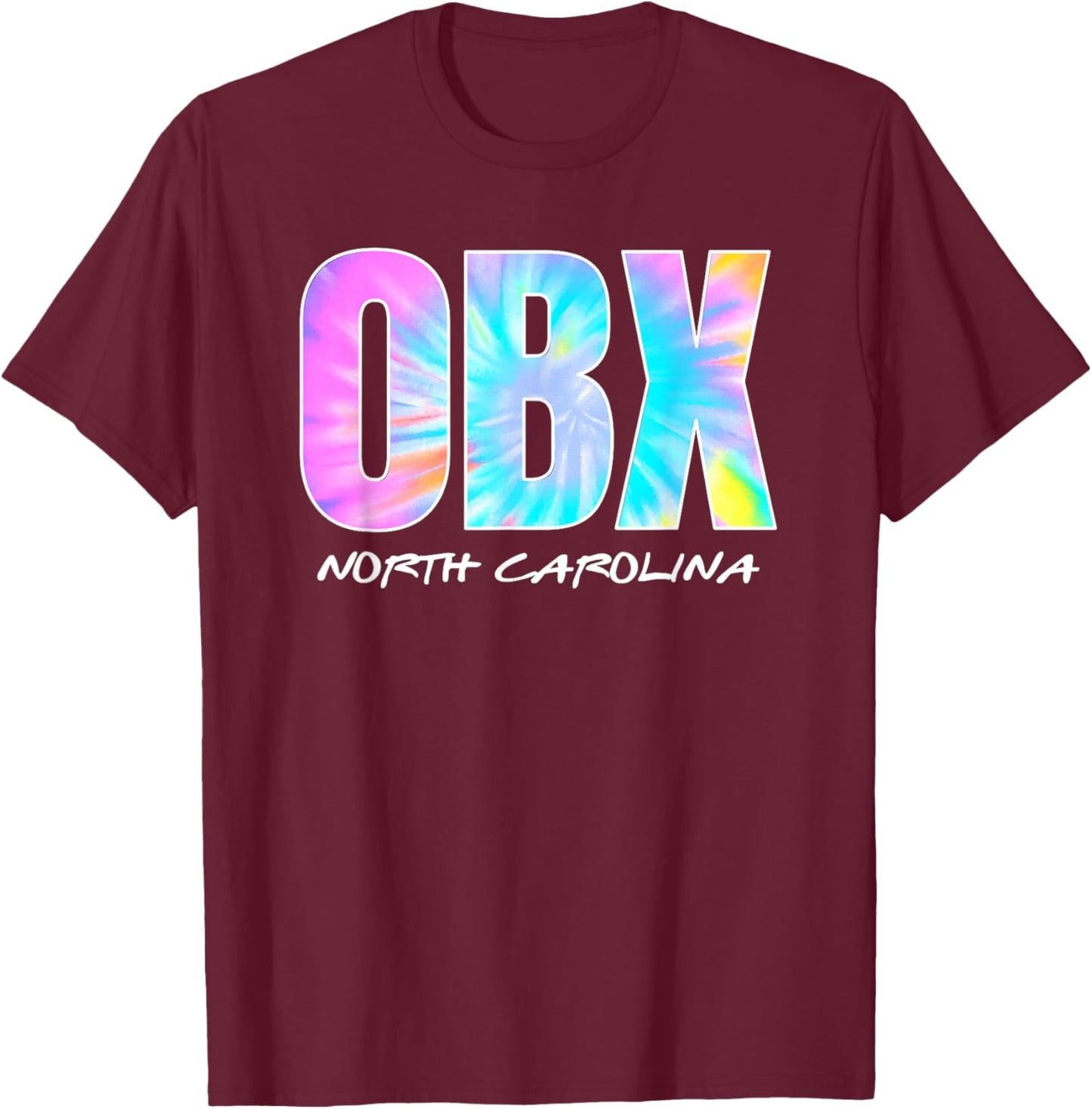 Retro Tie Dye OBX North Carolina Outer Banks Boys Girls T-Shirt - T-Shirt | Maroon