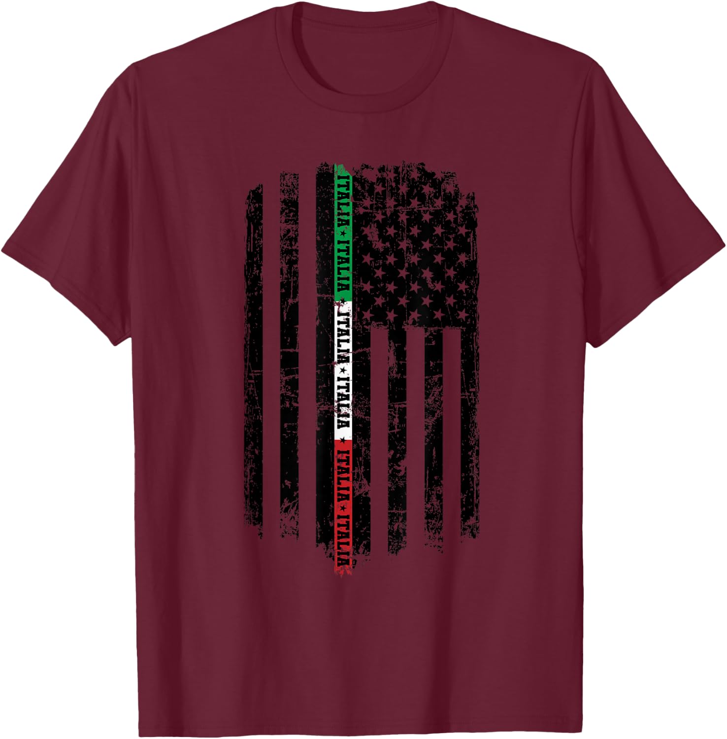 Italy Flag American Flag Italian Pride USA Patriotic T-Shirt - T-Shirt | Maroon
