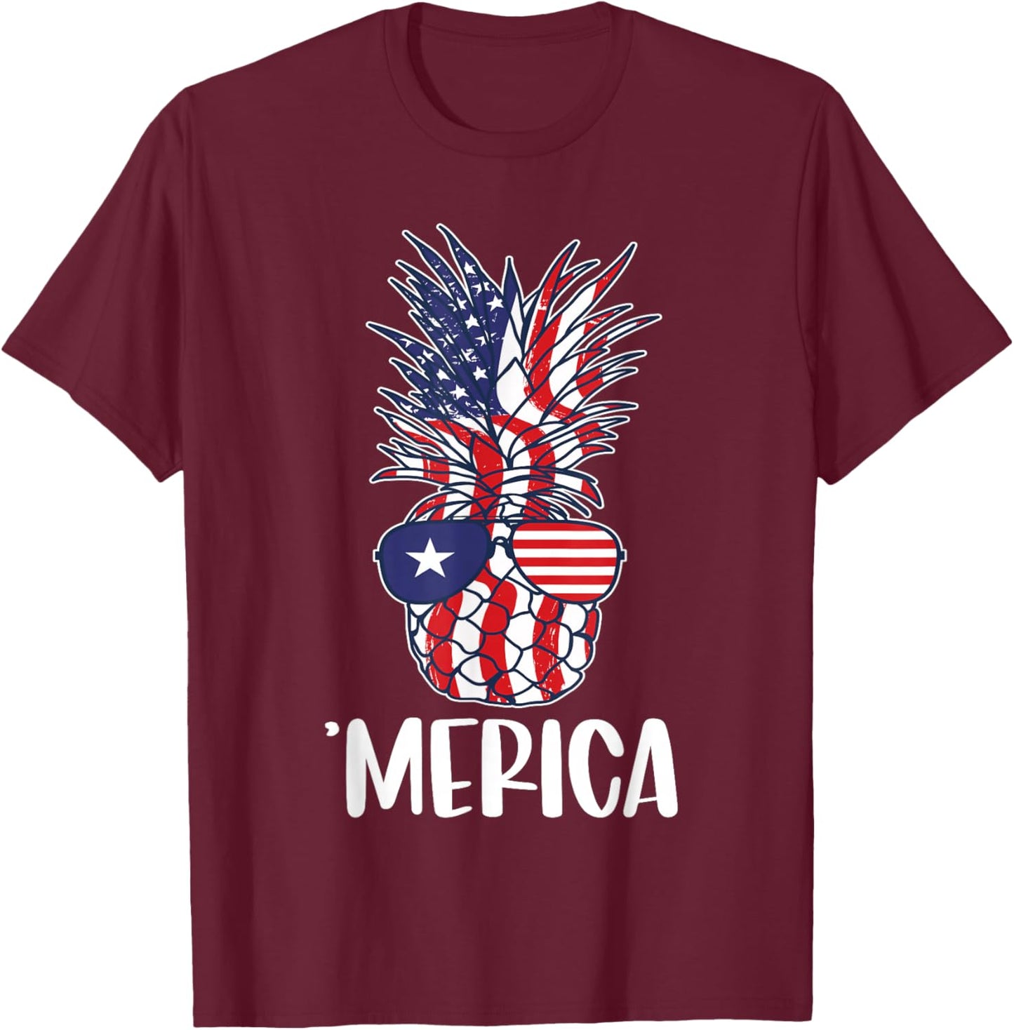 Pineapple Sunglasses 4th Of July Patriotic Pineapple Kids Men T-Shirt - T-Shirt | Maroon