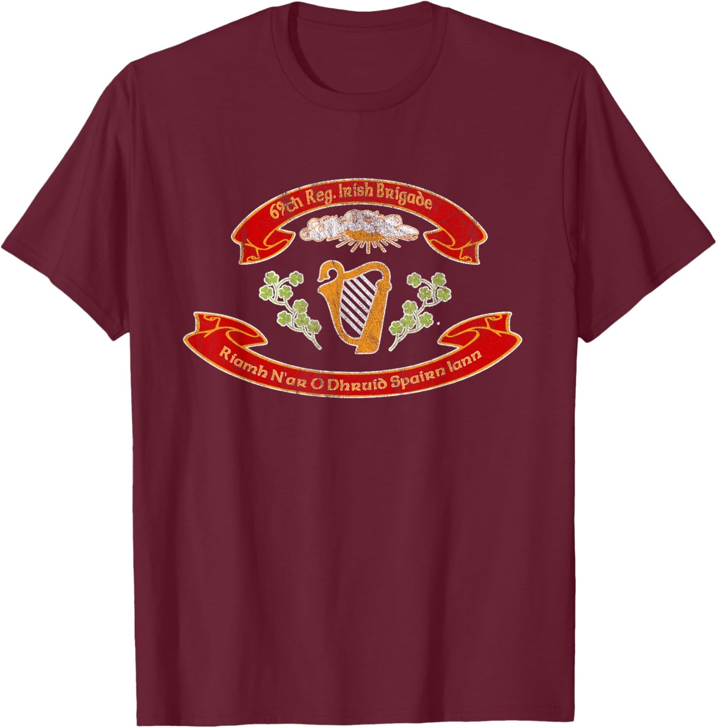 Vintage Civil War Irish Brigade Flag T-Shirt - T-Shirt | Maroon