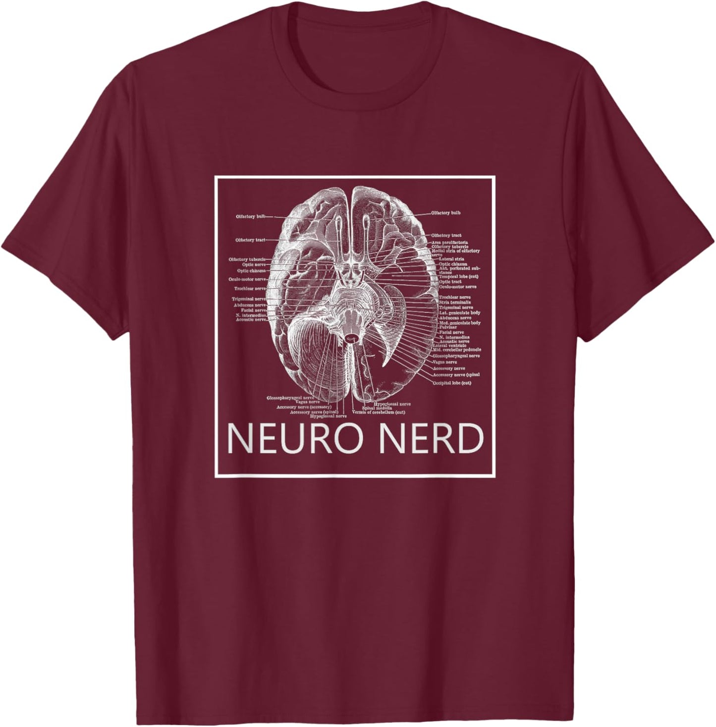 Brain Cranial Nerves Anatomy Neuro Nerd Neuroscience Gift T-Shirt - T-Shirt | Maroon