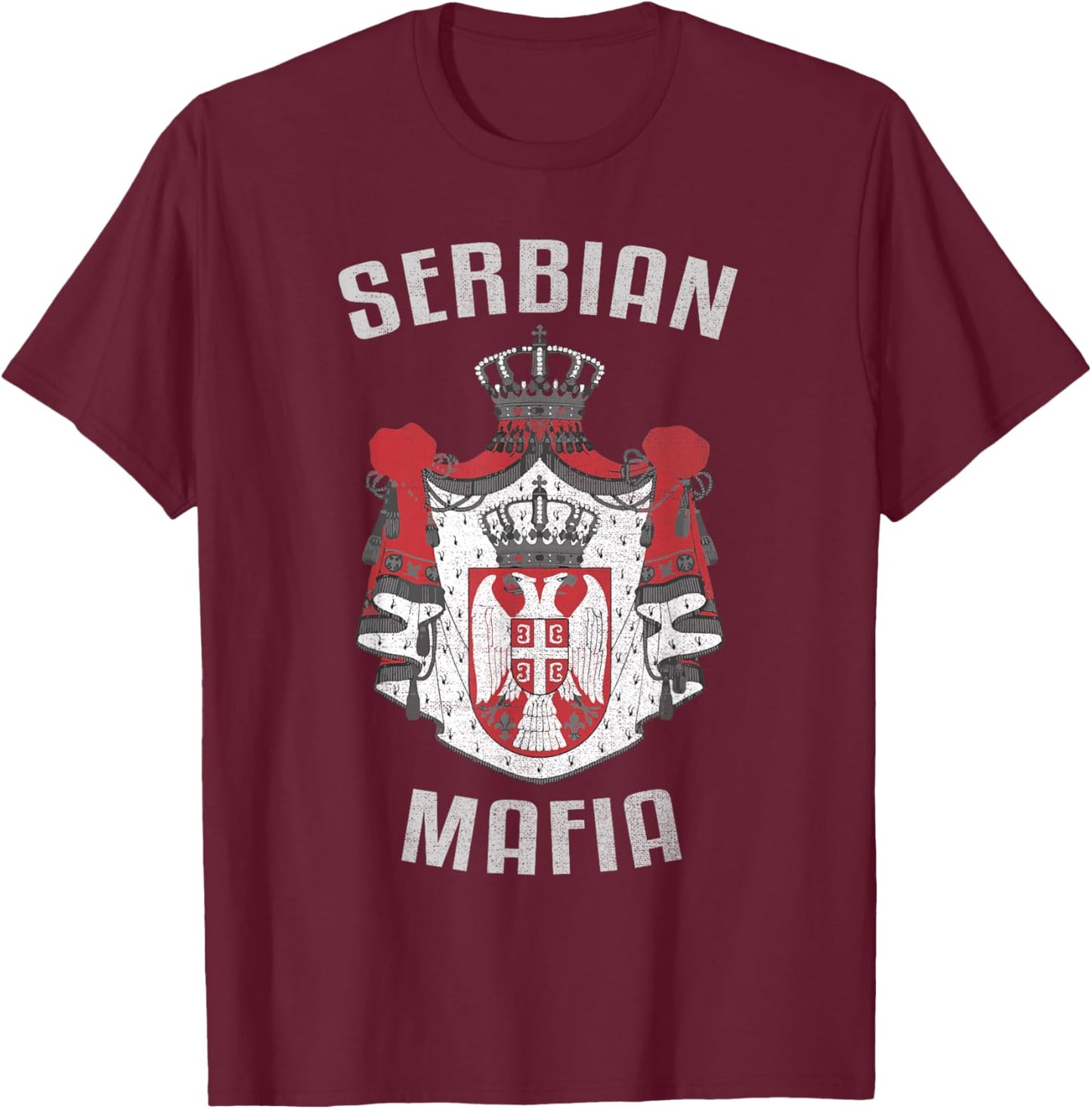 Serbian Mafia Serbia Eagle T-Shirt - T-Shirt | Maroon