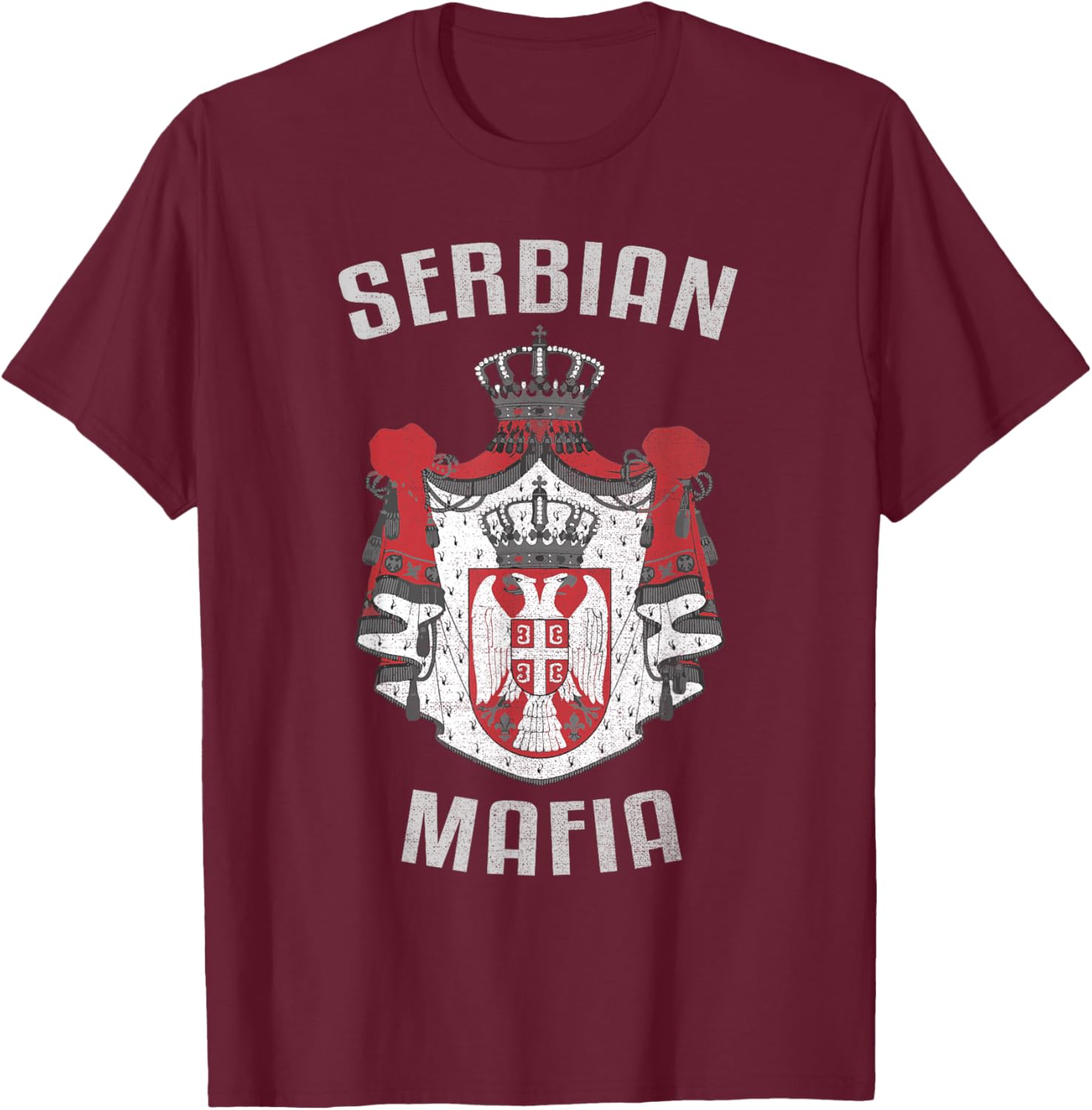 Serbian Mafia Serbia Eagle T-Shirt - T-Shirt | Maroon