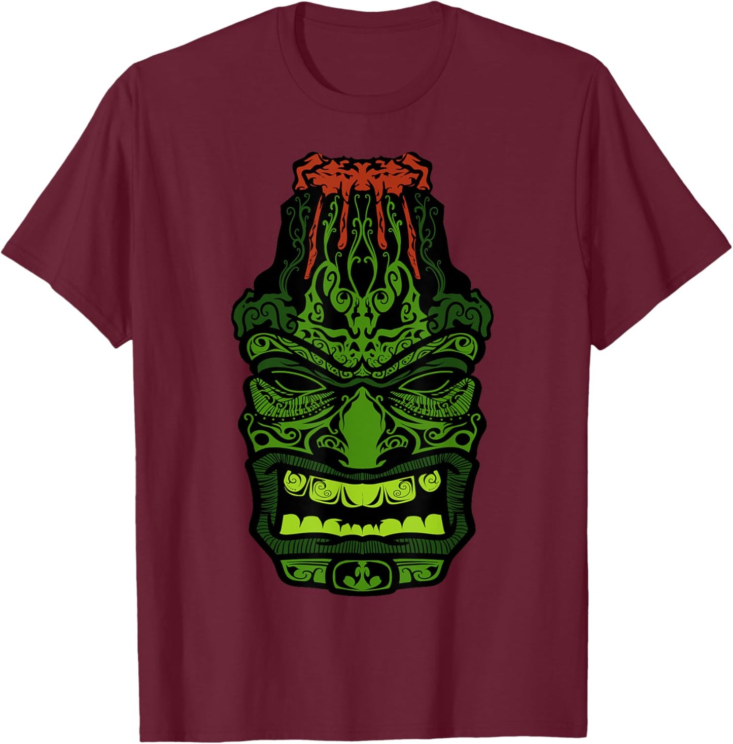 Polynesian Tiki Shirt - Hawaiian Tiki Shirts - Tribal T-Shirt - T-Shirt | Maroon