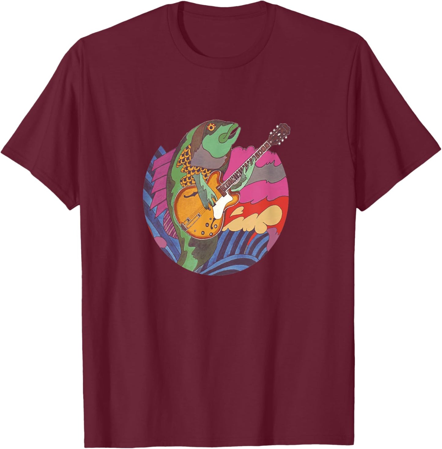 Kingfish guitar playing Fish T-Shirt - T-Shirt | Maroon