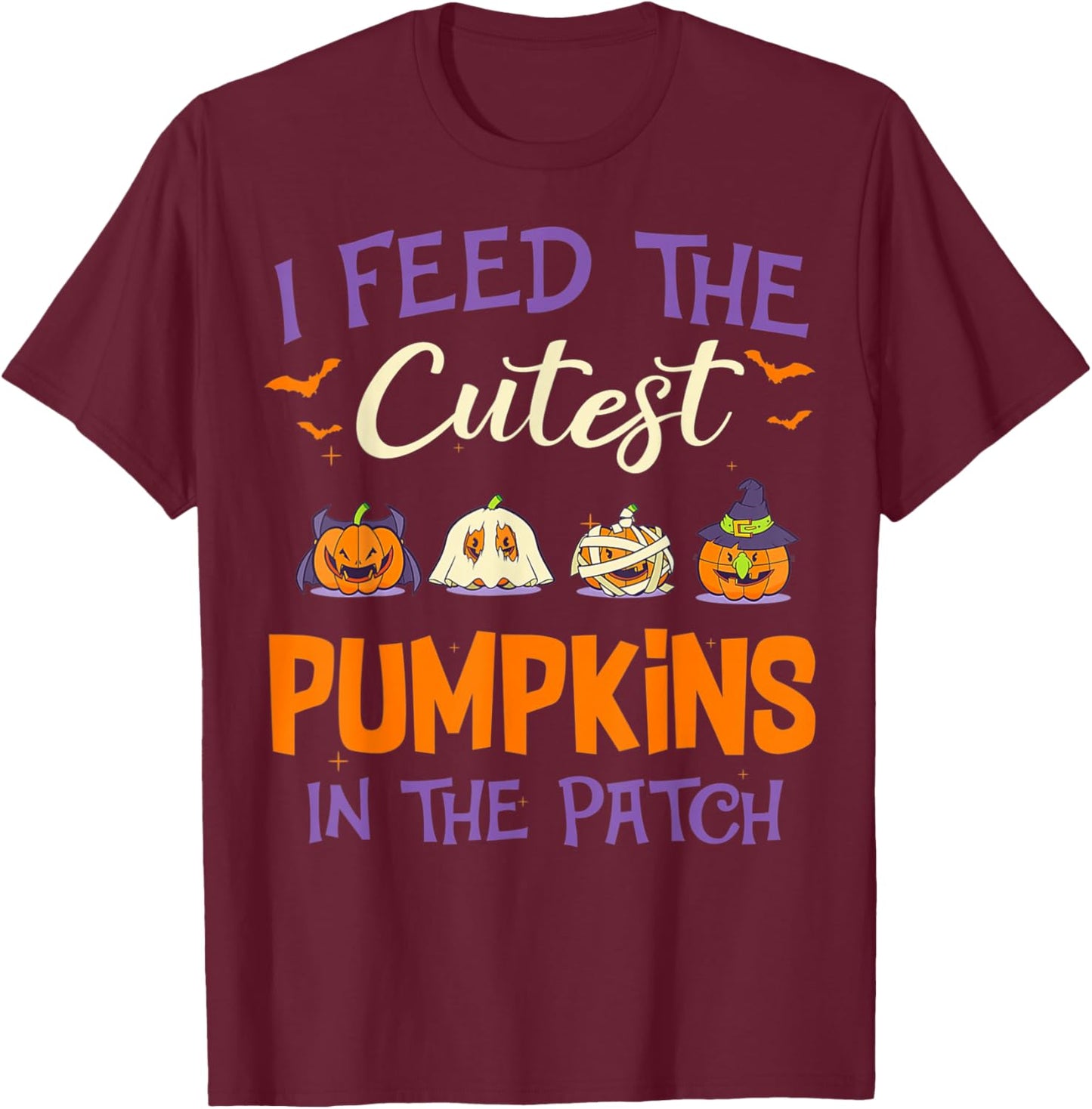 Lunch Lady I Feed The Cutest Pumpkins Lover Halloween T-Shirt - T-Shirt | Maroon