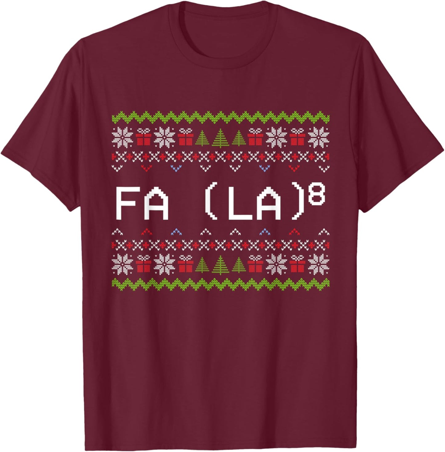 Fa La 8 Funny Christmas Santa Math Teacher Xmas Women Kids T-Shirt - T-Shirt | Maroon
