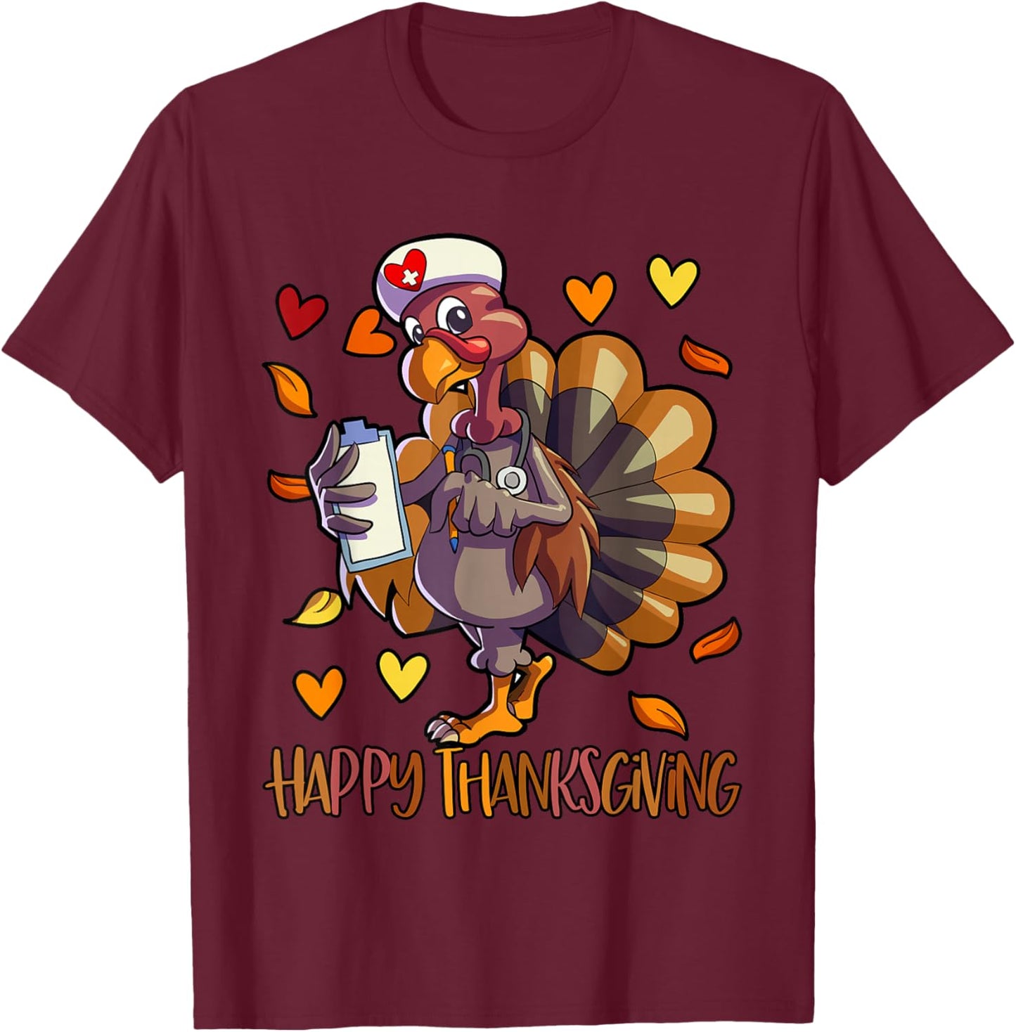 Turkey Nurse Thanksgiving Women Holiday Nursing T-Shirt - T-Shirt | Maroon