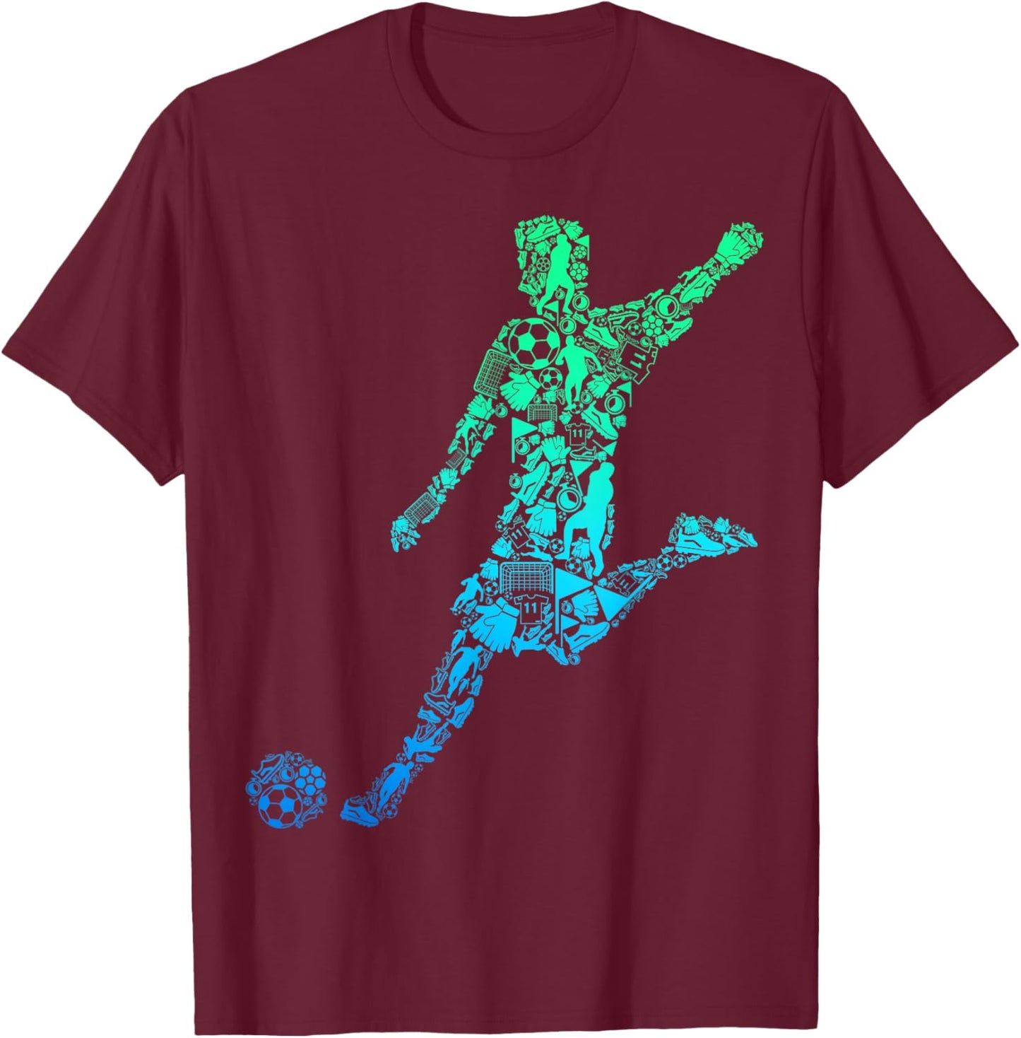 Soccer Player Boys Kids Youth Men T-Shirt - T-Shirt | Maroon