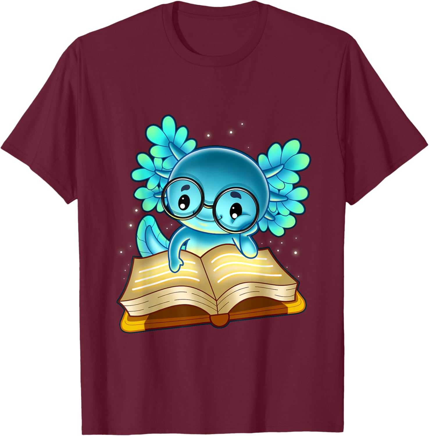 Axolotl Read Book Ambystoma Mexicanum Mexican Walking Fish T-Shirt - T-Shirt | Maroon