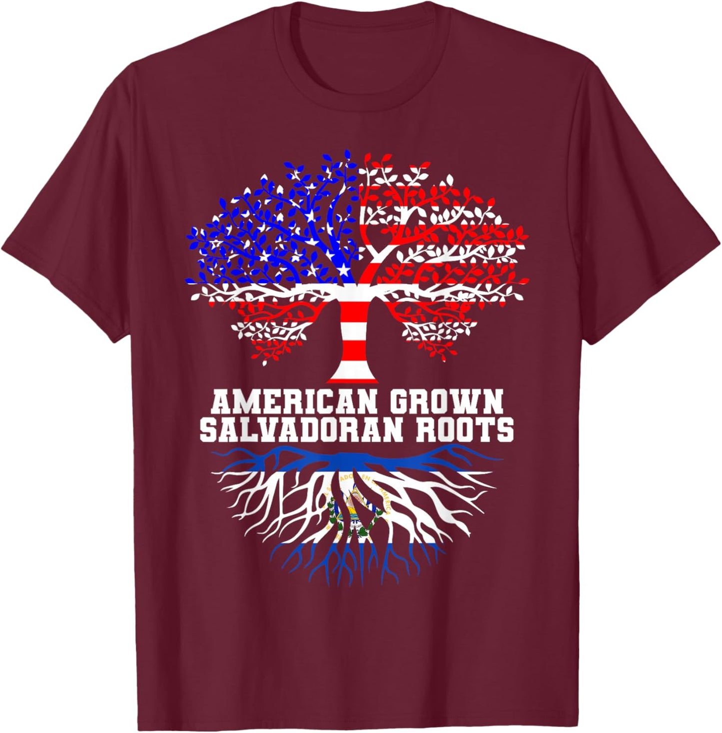 El Salvador American Salvadoran Roots Heritage Patriotic T-Shirt - T-Shirt | Maroon