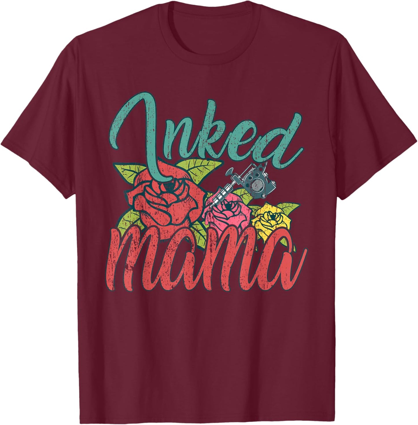 Tattooed Women Design for Tattooed Mom Inked Mama T-Shirt - T-Shirt | Maroon