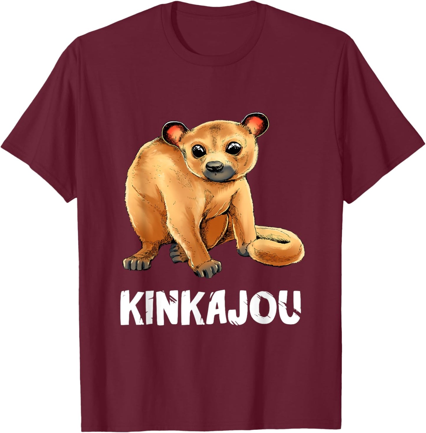Kinkajou Honey Bear Night Walker Prehensile Animal T-Shirt - T-Shirt | Maroon
